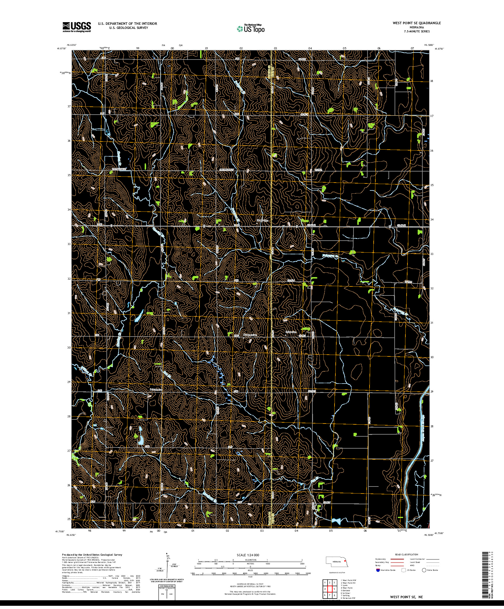 USGS US TOPO 7.5-MINUTE MAP FOR WEST POINT SE, NE 2021