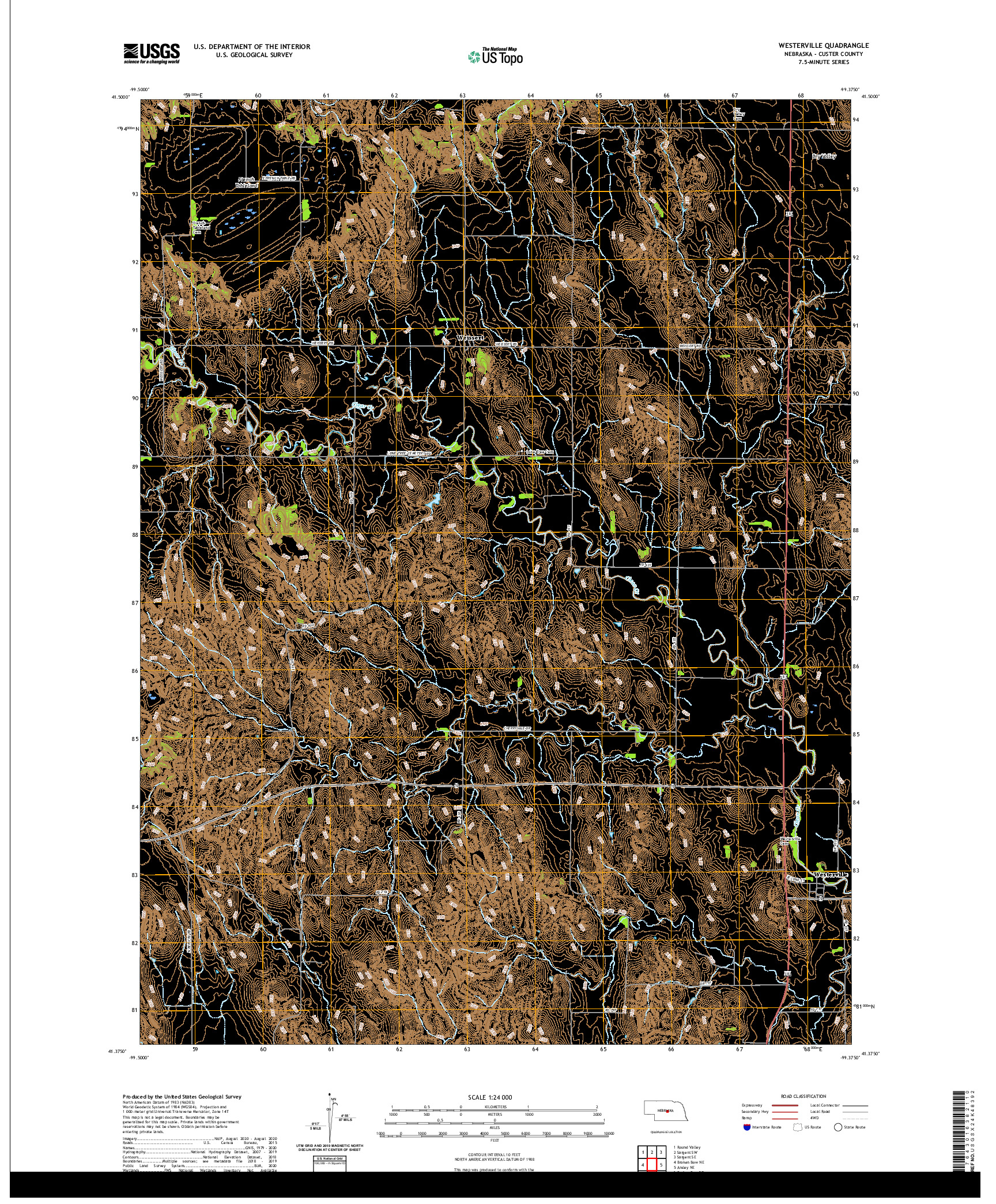 USGS US TOPO 7.5-MINUTE MAP FOR WESTERVILLE, NE 2021