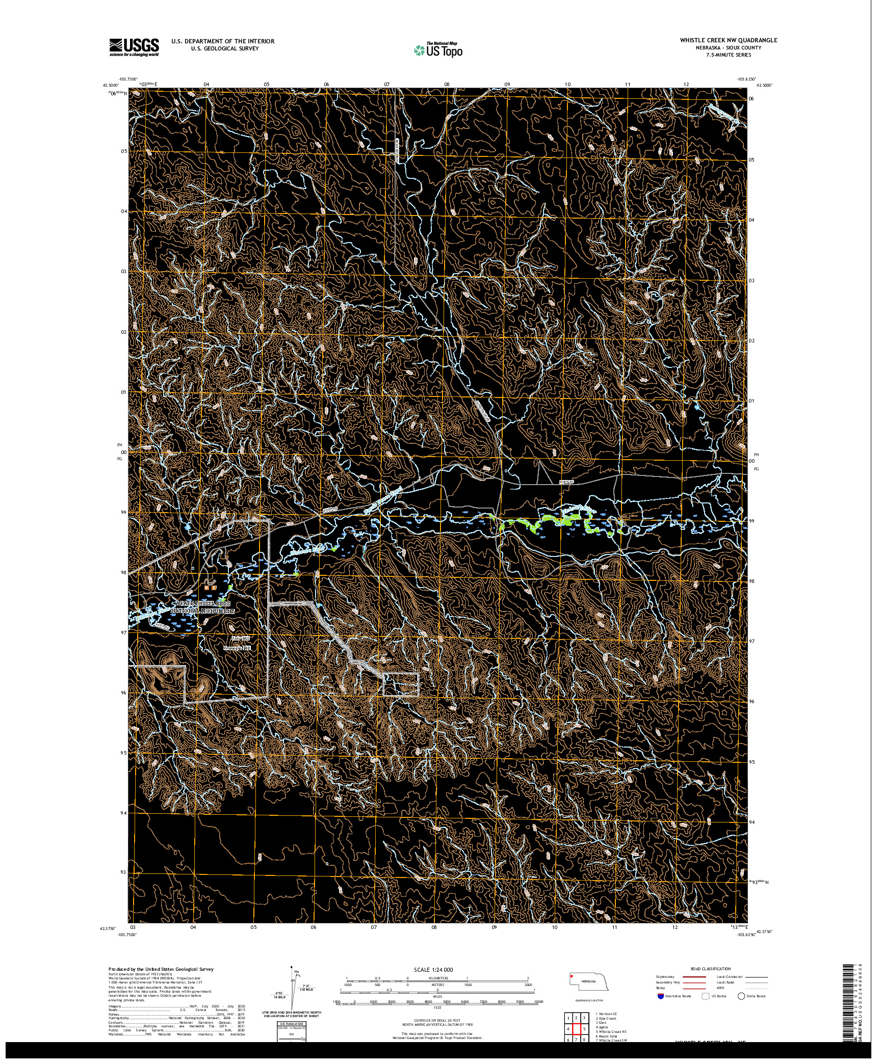 USGS US TOPO 7.5-MINUTE MAP FOR WHISTLE CREEK NW, NE 2021