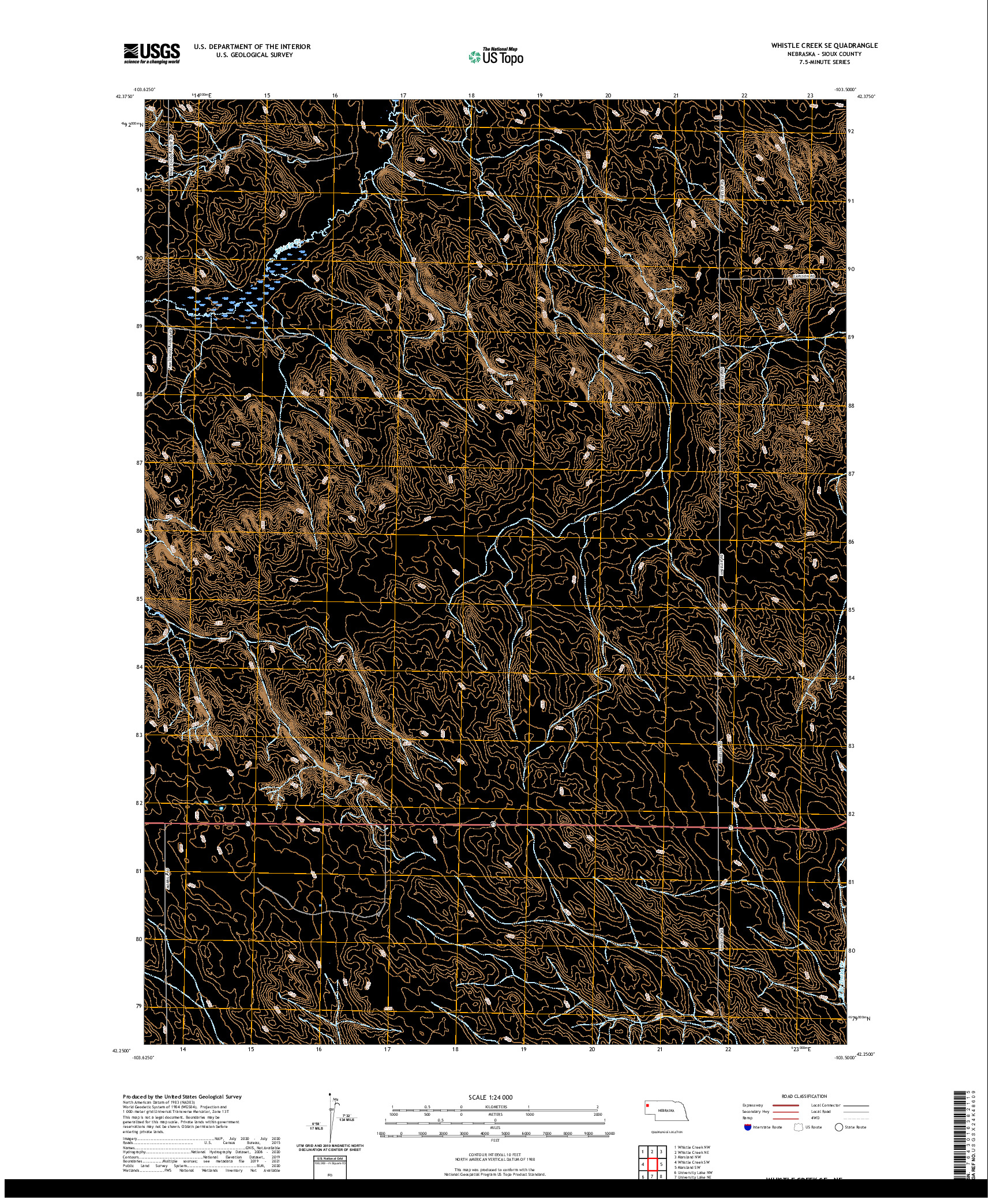 USGS US TOPO 7.5-MINUTE MAP FOR WHISTLE CREEK SE, NE 2021