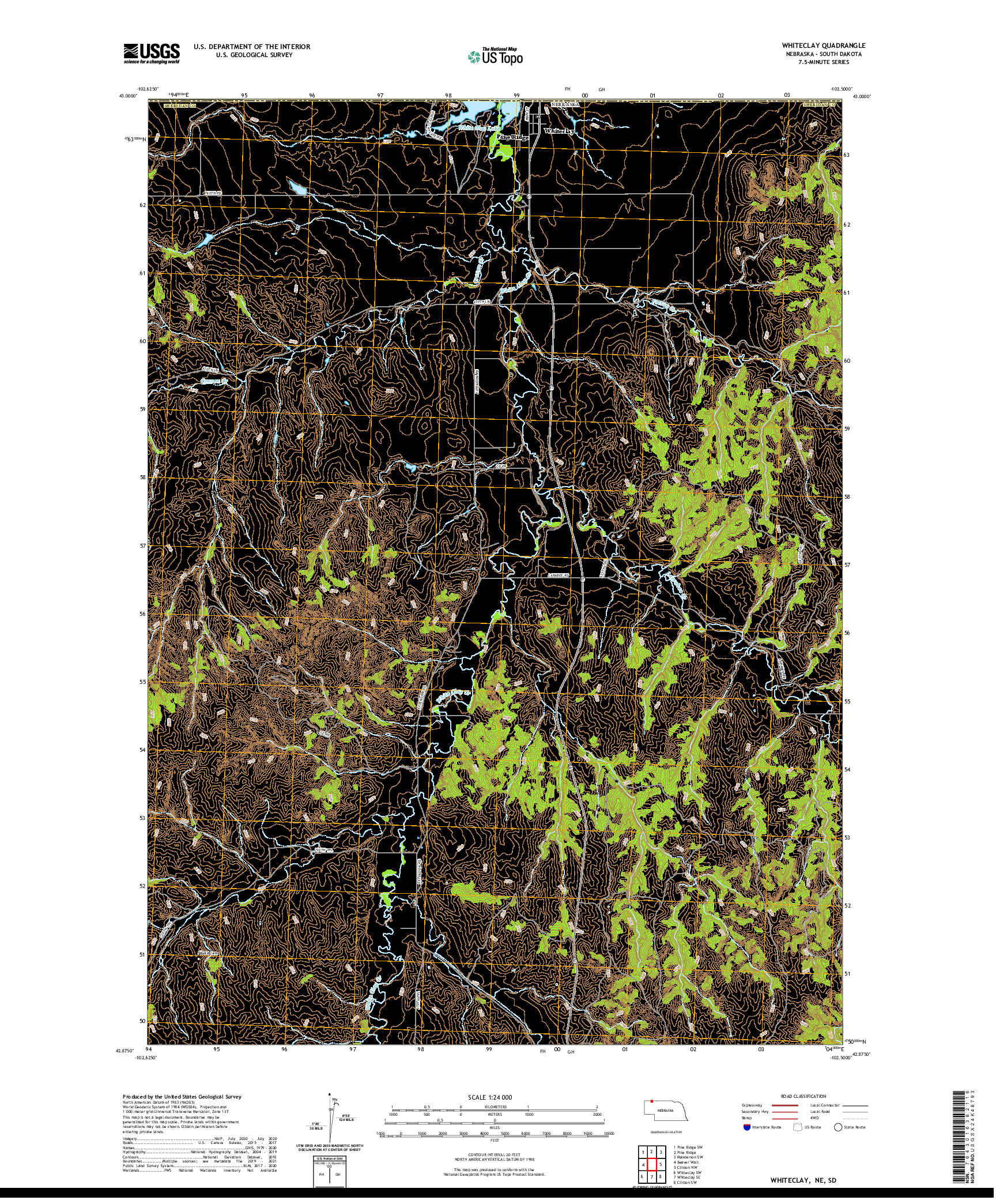 USGS US TOPO 7.5-MINUTE MAP FOR WHITECLAY, NE,SD 2021