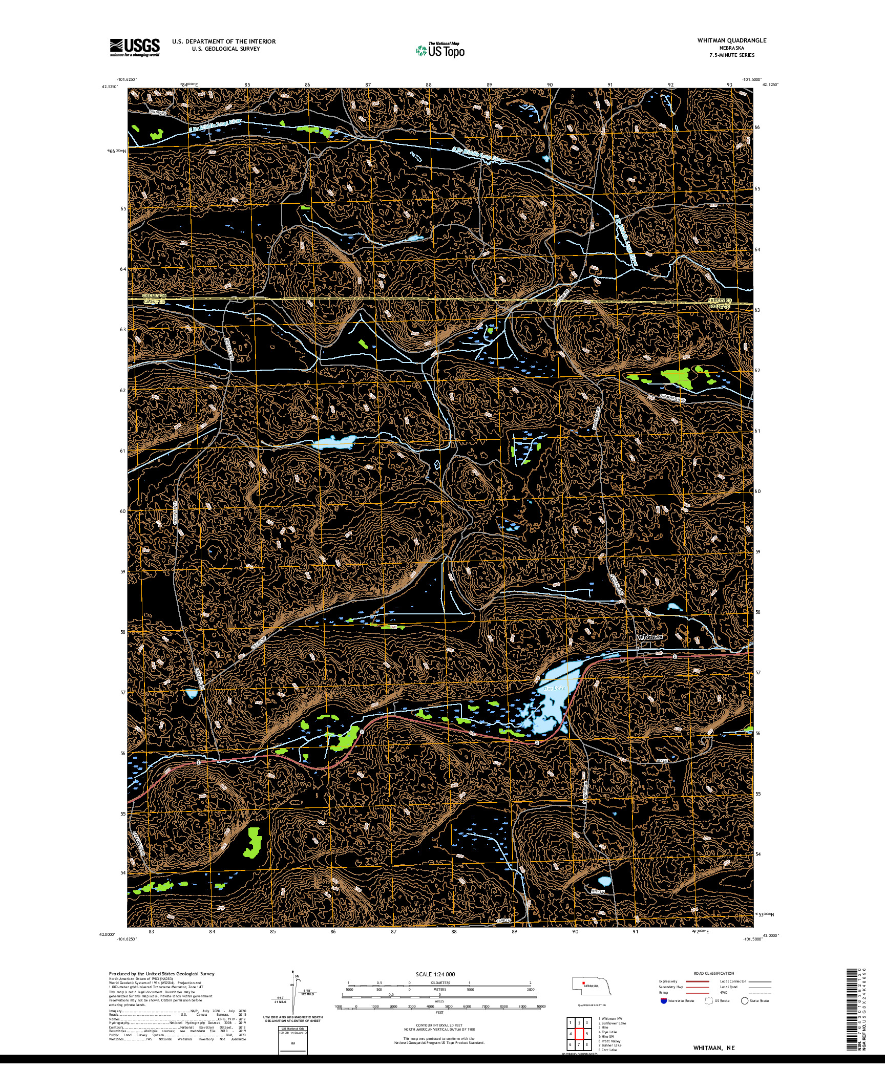 USGS US TOPO 7.5-MINUTE MAP FOR WHITMAN, NE 2021