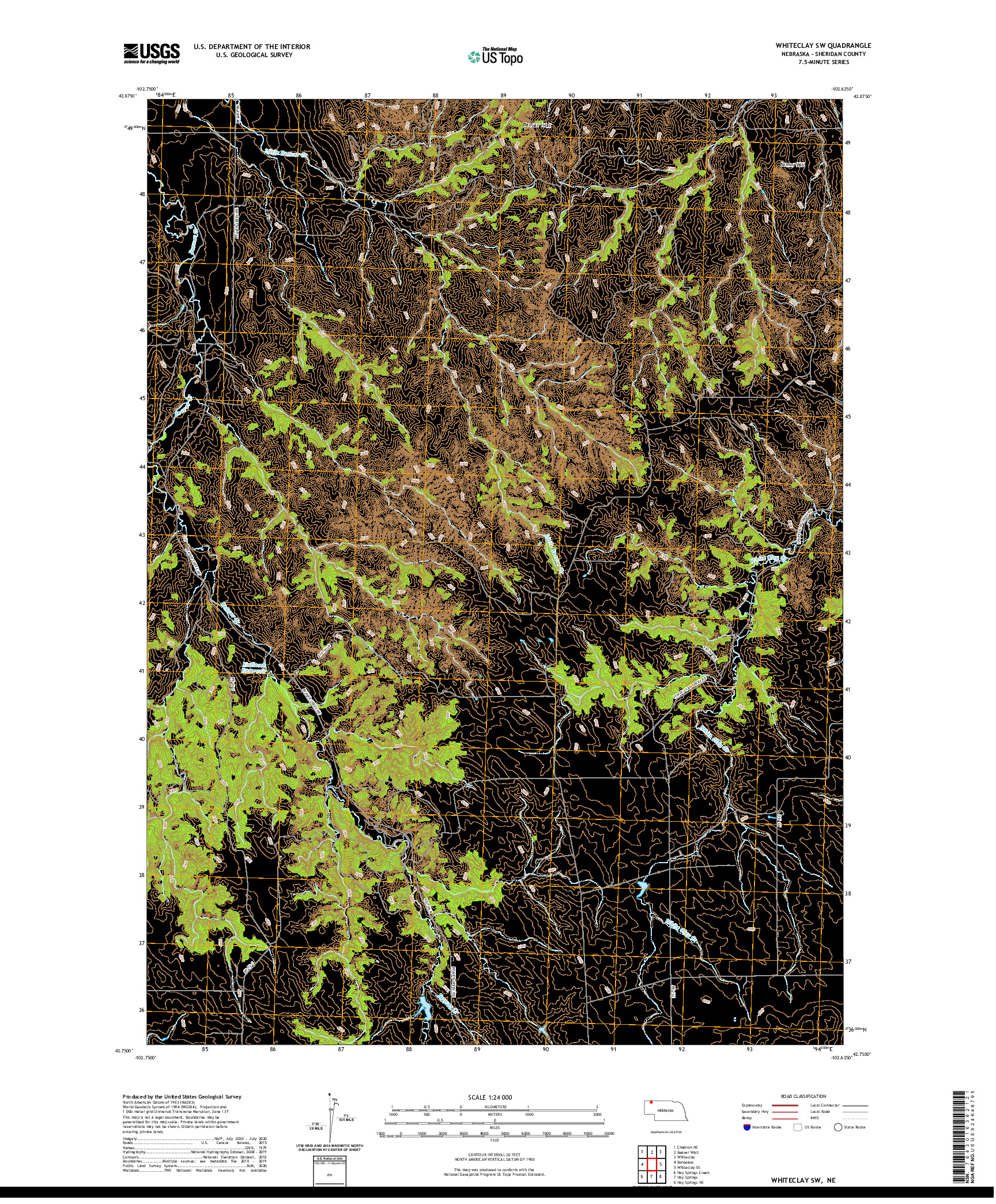 USGS US TOPO 7.5-MINUTE MAP FOR WHITECLAY SW, NE 2021