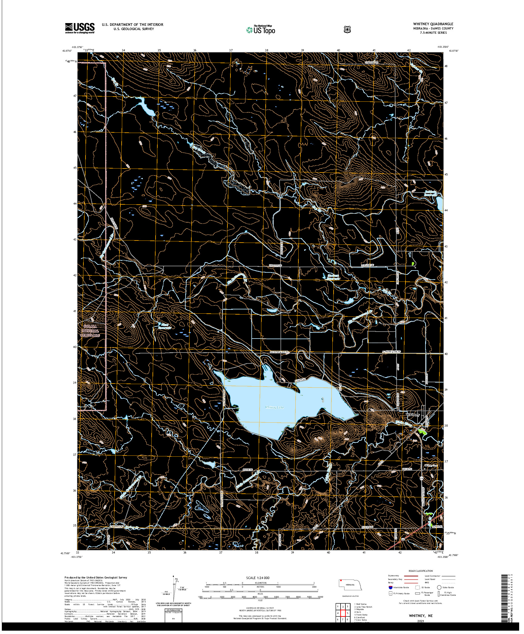 USGS US TOPO 7.5-MINUTE MAP FOR WHITNEY, NE 2021