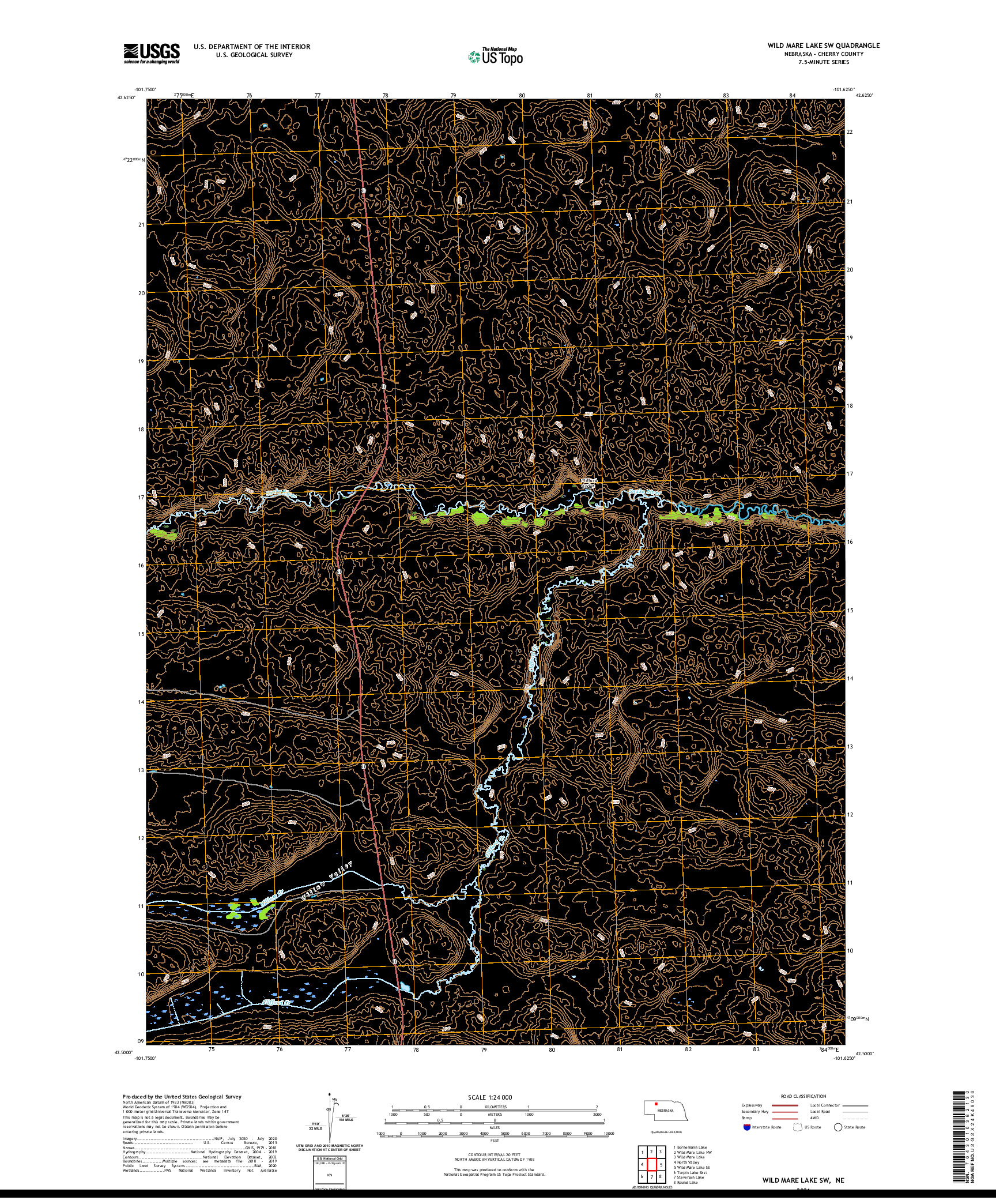 USGS US TOPO 7.5-MINUTE MAP FOR WILD MARE LAKE SW, NE 2021