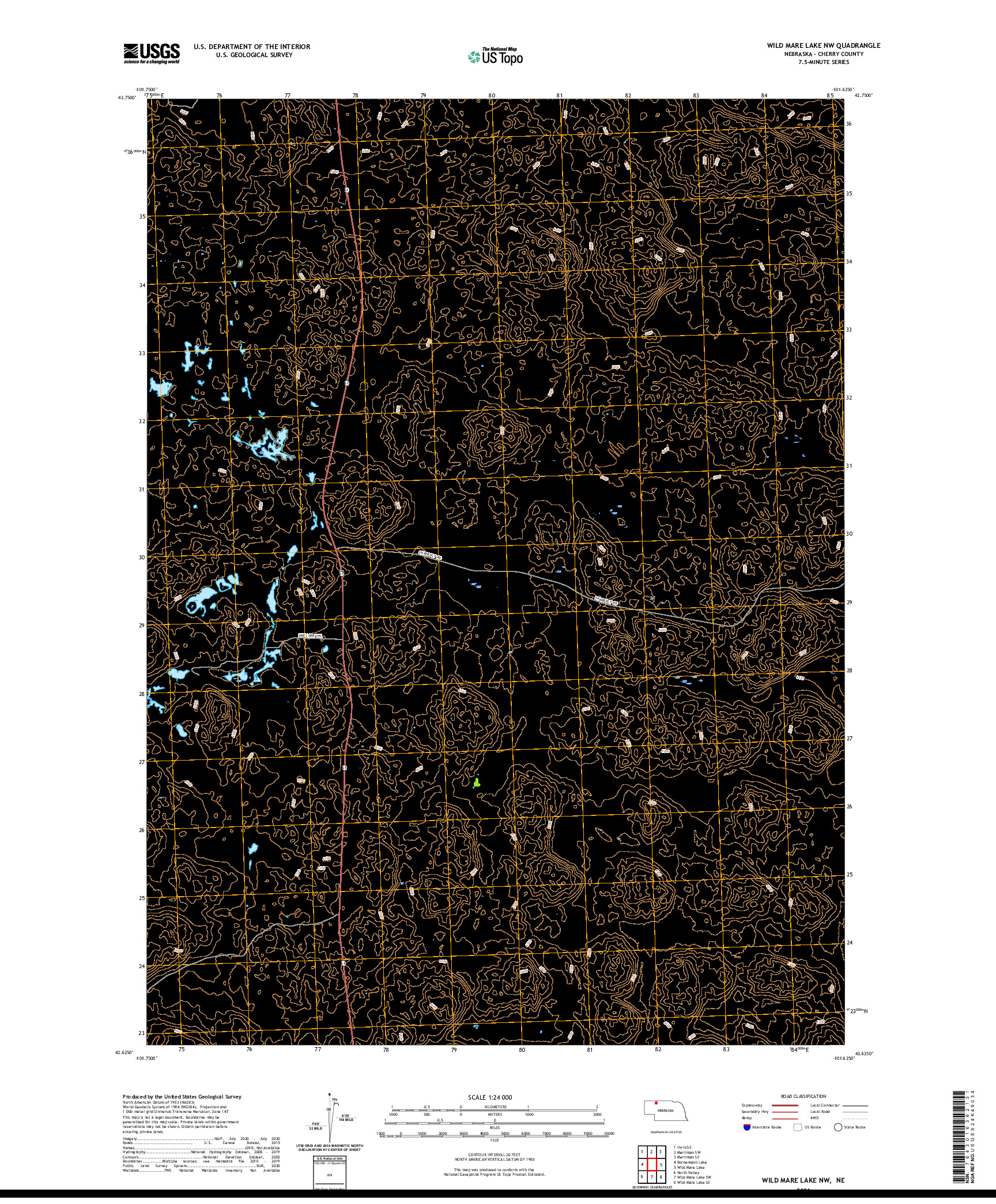 USGS US TOPO 7.5-MINUTE MAP FOR WILD MARE LAKE NW, NE 2021