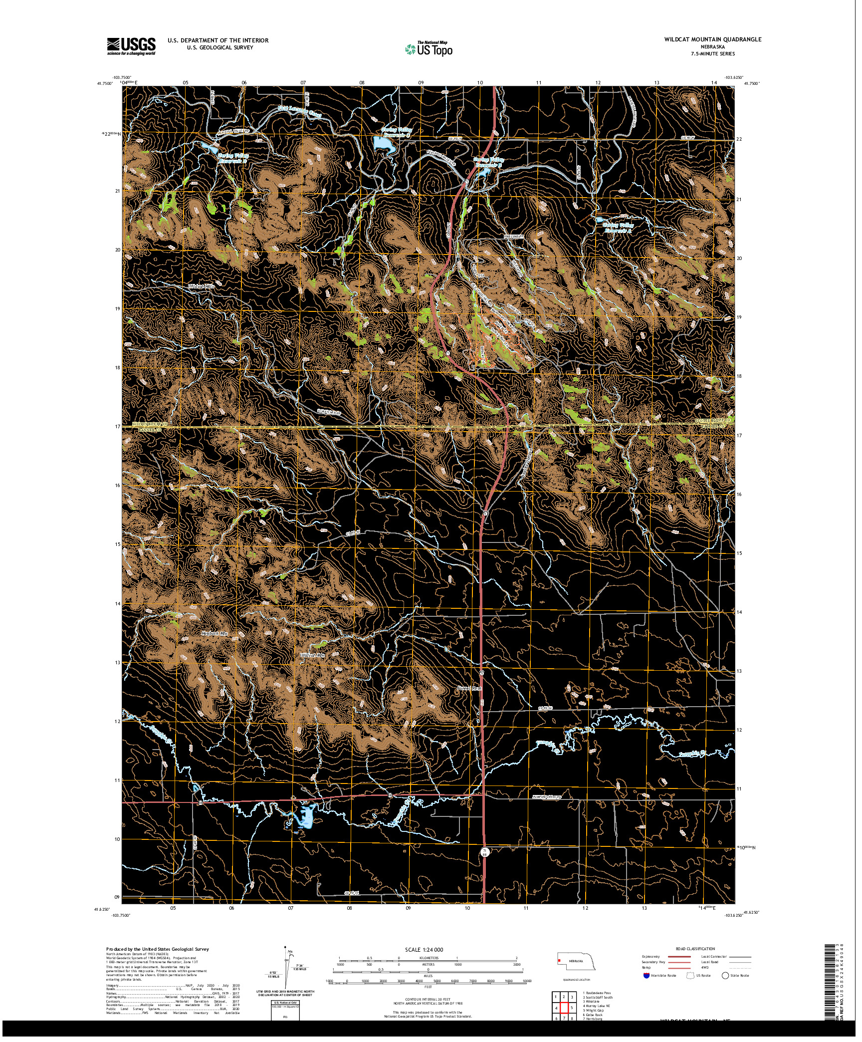 USGS US TOPO 7.5-MINUTE MAP FOR WILDCAT MOUNTAIN, NE 2021