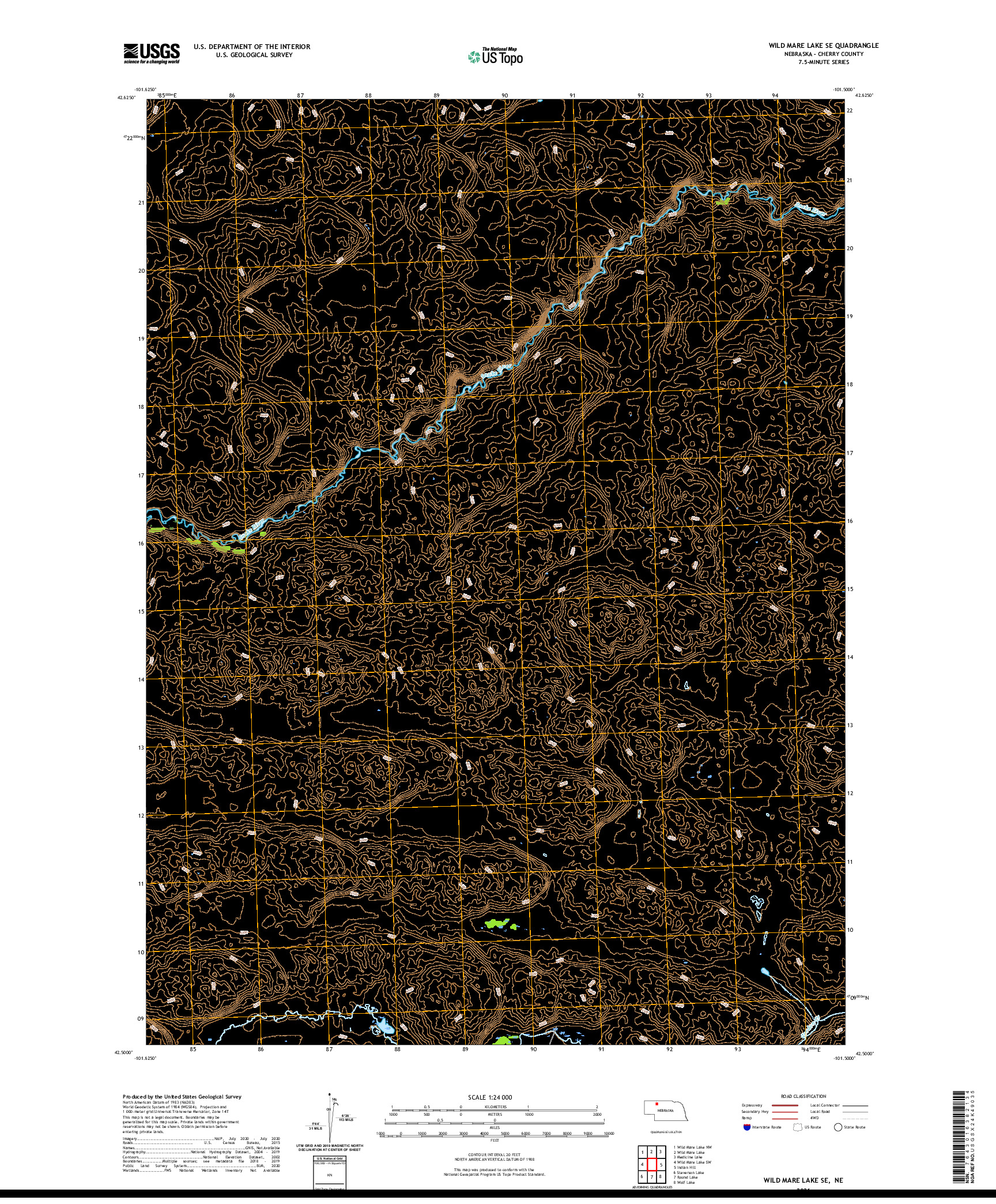 USGS US TOPO 7.5-MINUTE MAP FOR WILD MARE LAKE SE, NE 2021