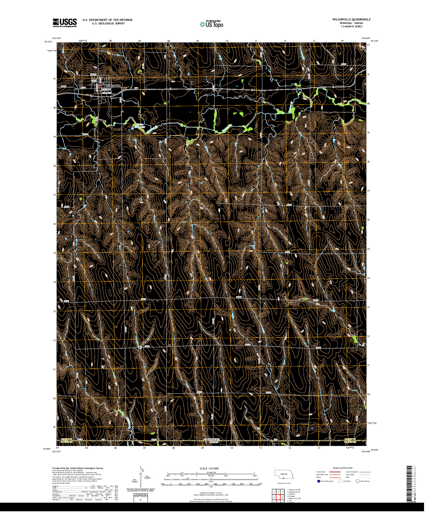 USGS US TOPO 7.5-MINUTE MAP FOR WILSONVILLE, NE,KS 2021