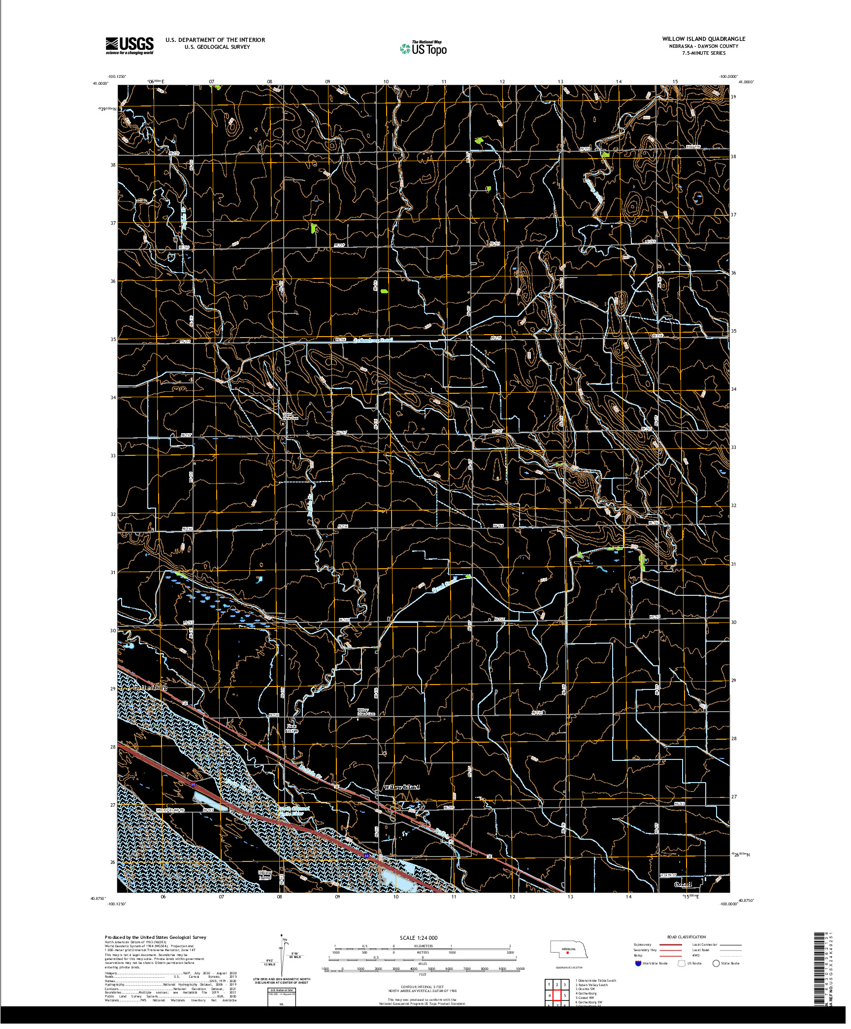 USGS US TOPO 7.5-MINUTE MAP FOR WILLOW ISLAND, NE 2021