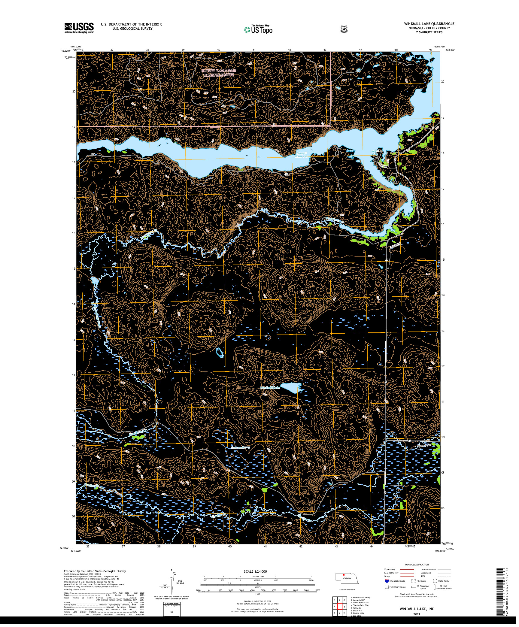 USGS US TOPO 7.5-MINUTE MAP FOR WINDMILL LAKE, NE 2021