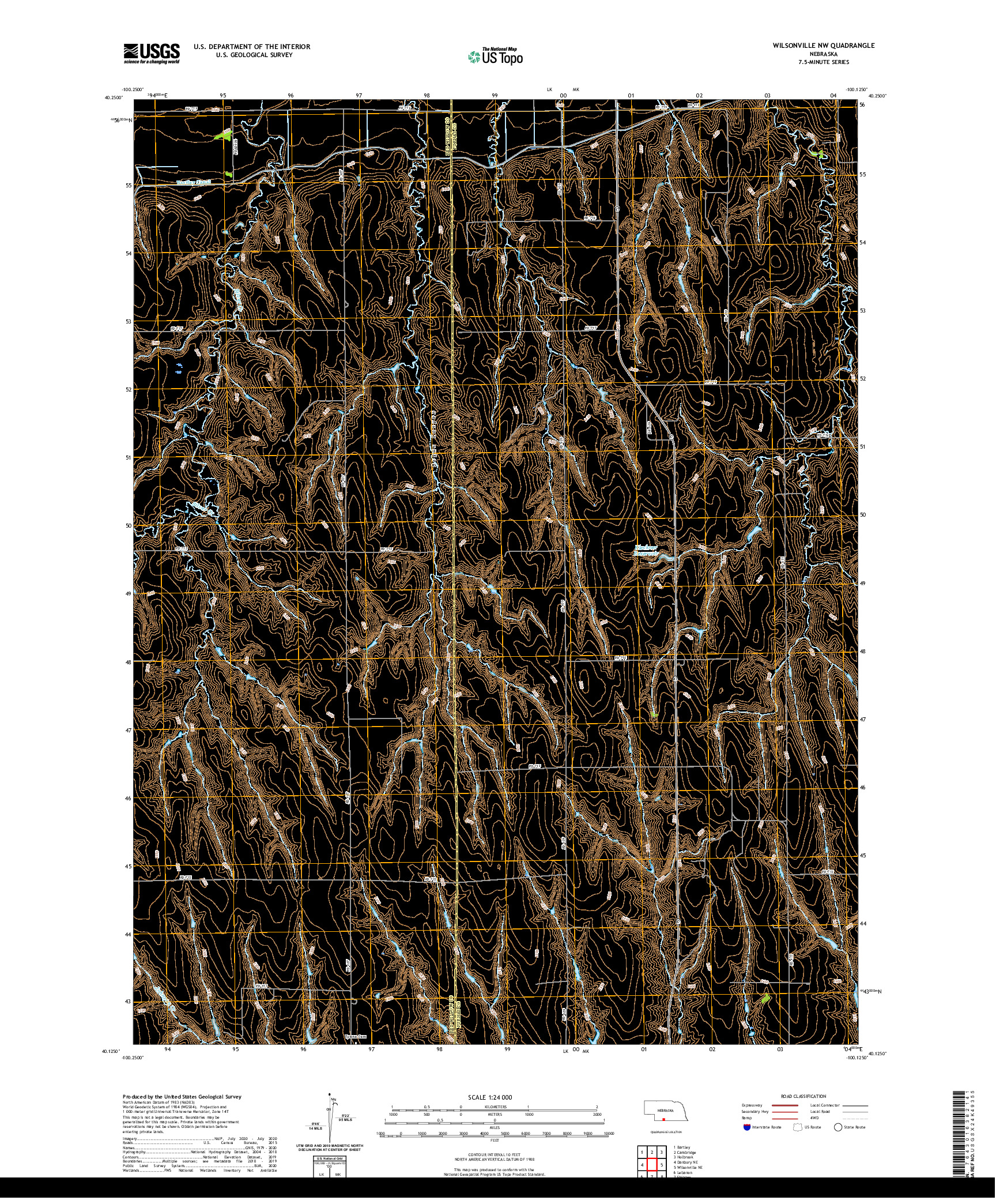 USGS US TOPO 7.5-MINUTE MAP FOR WILSONVILLE NW, NE 2021