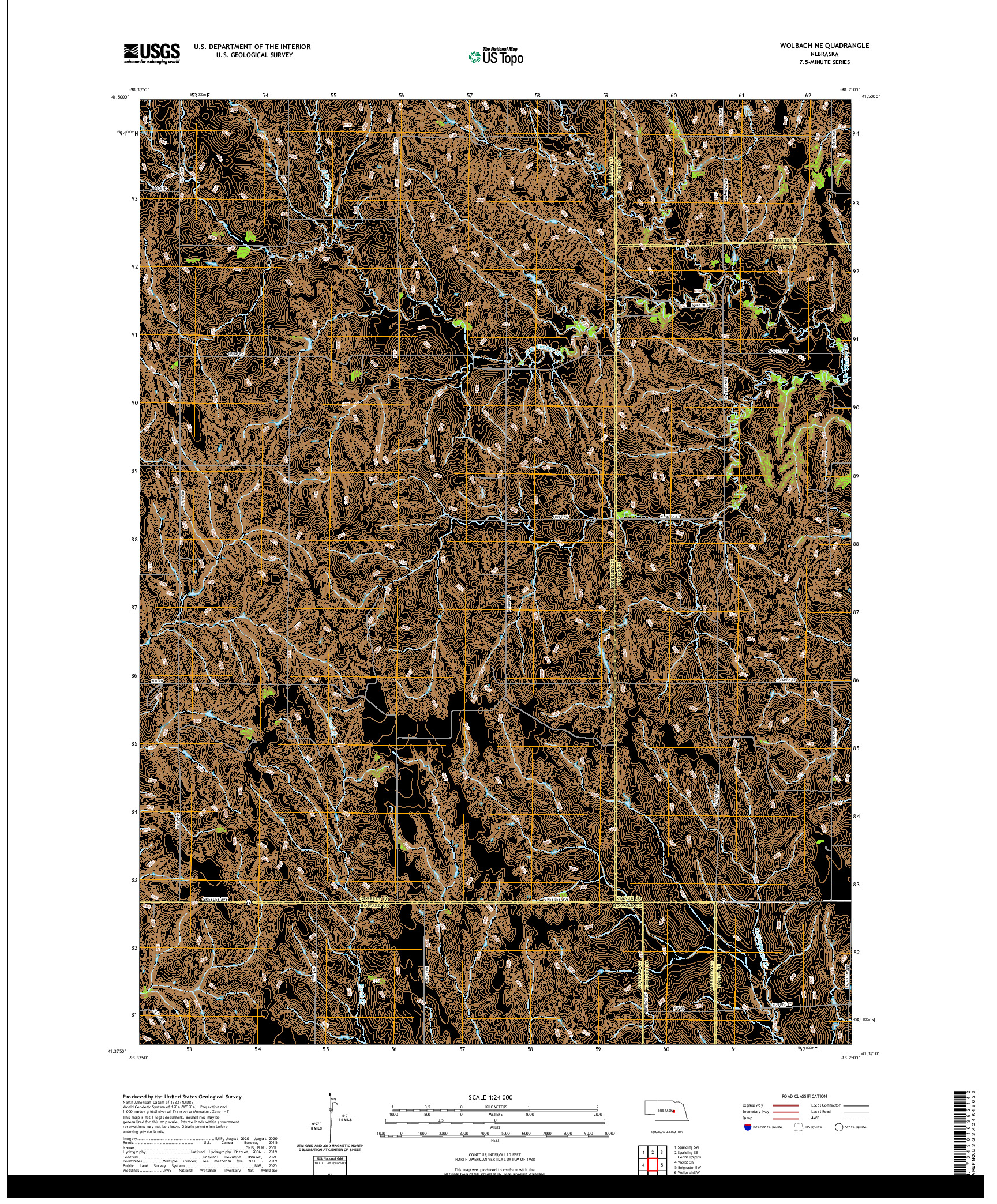 USGS US TOPO 7.5-MINUTE MAP FOR WOLBACH NE, NE 2021