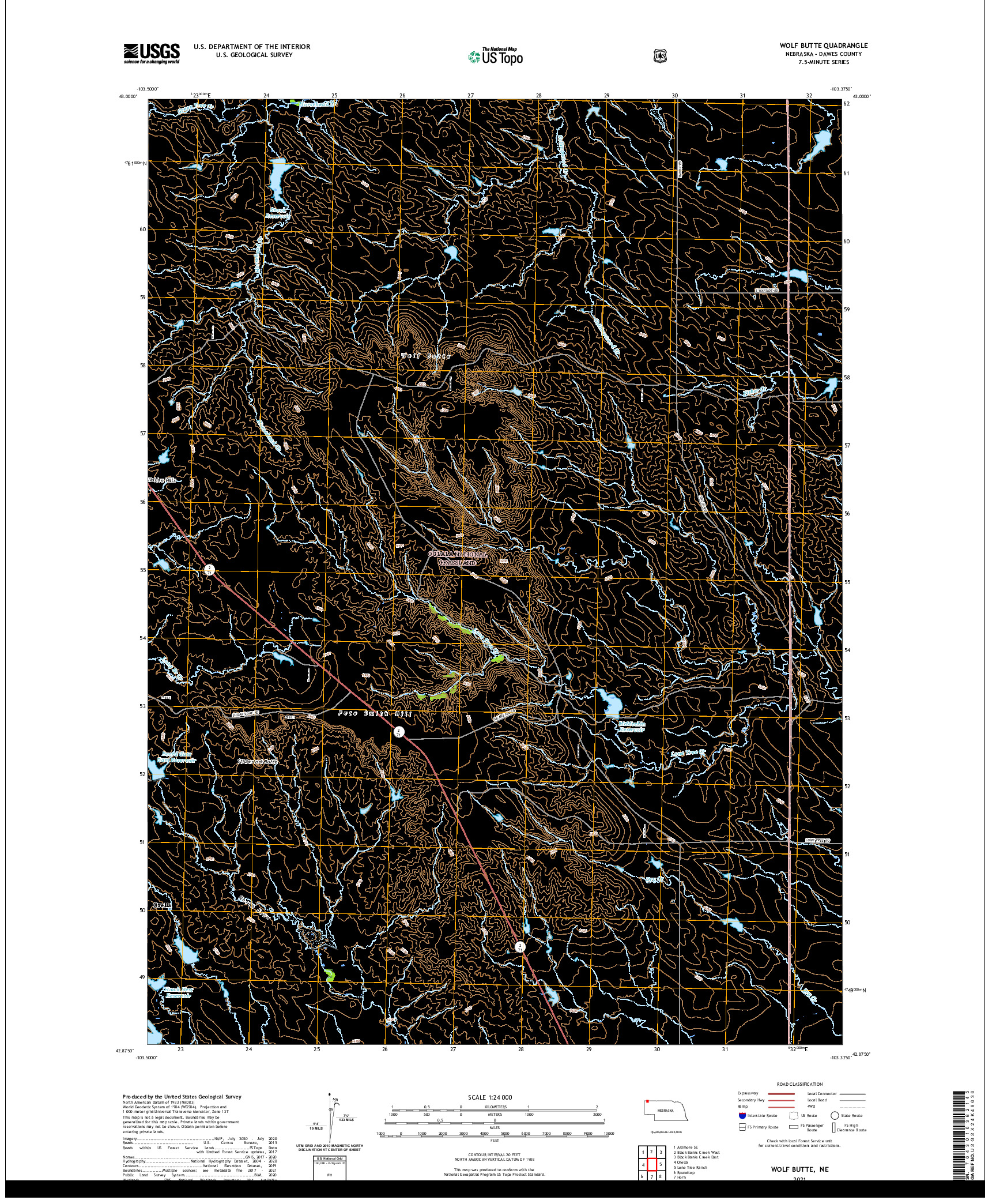 USGS US TOPO 7.5-MINUTE MAP FOR WOLF BUTTE, NE 2021