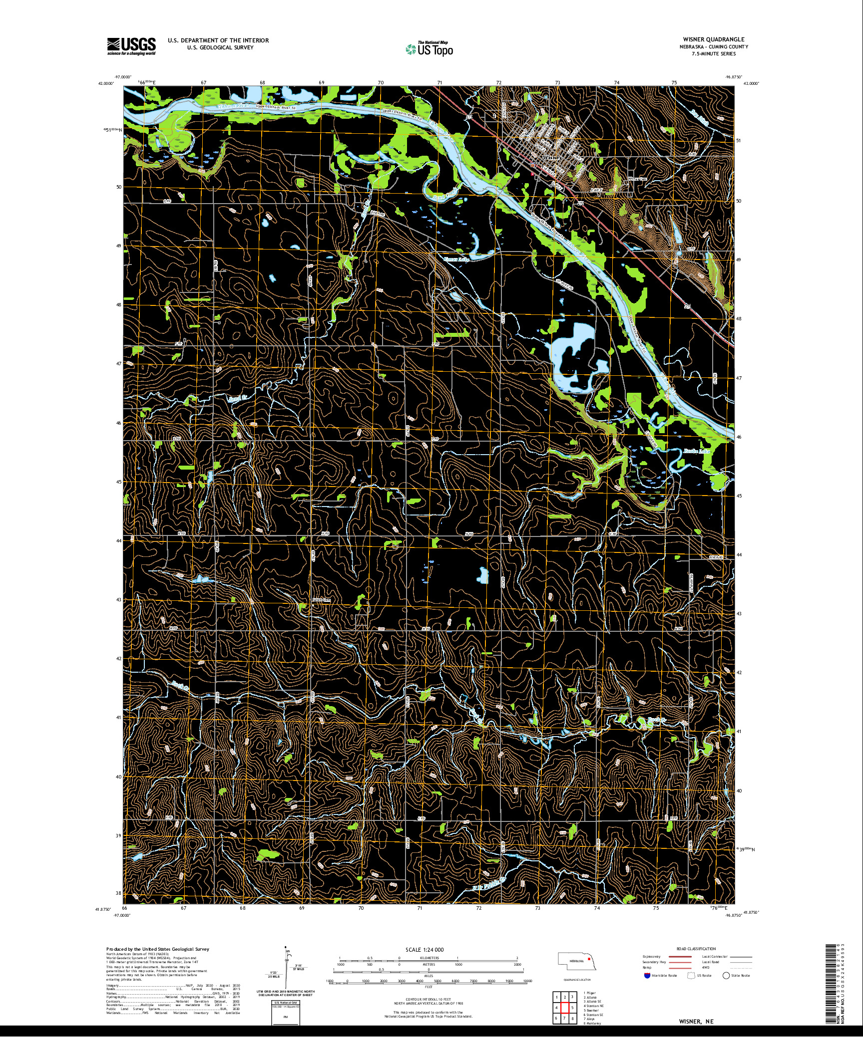 USGS US TOPO 7.5-MINUTE MAP FOR WISNER, NE 2021