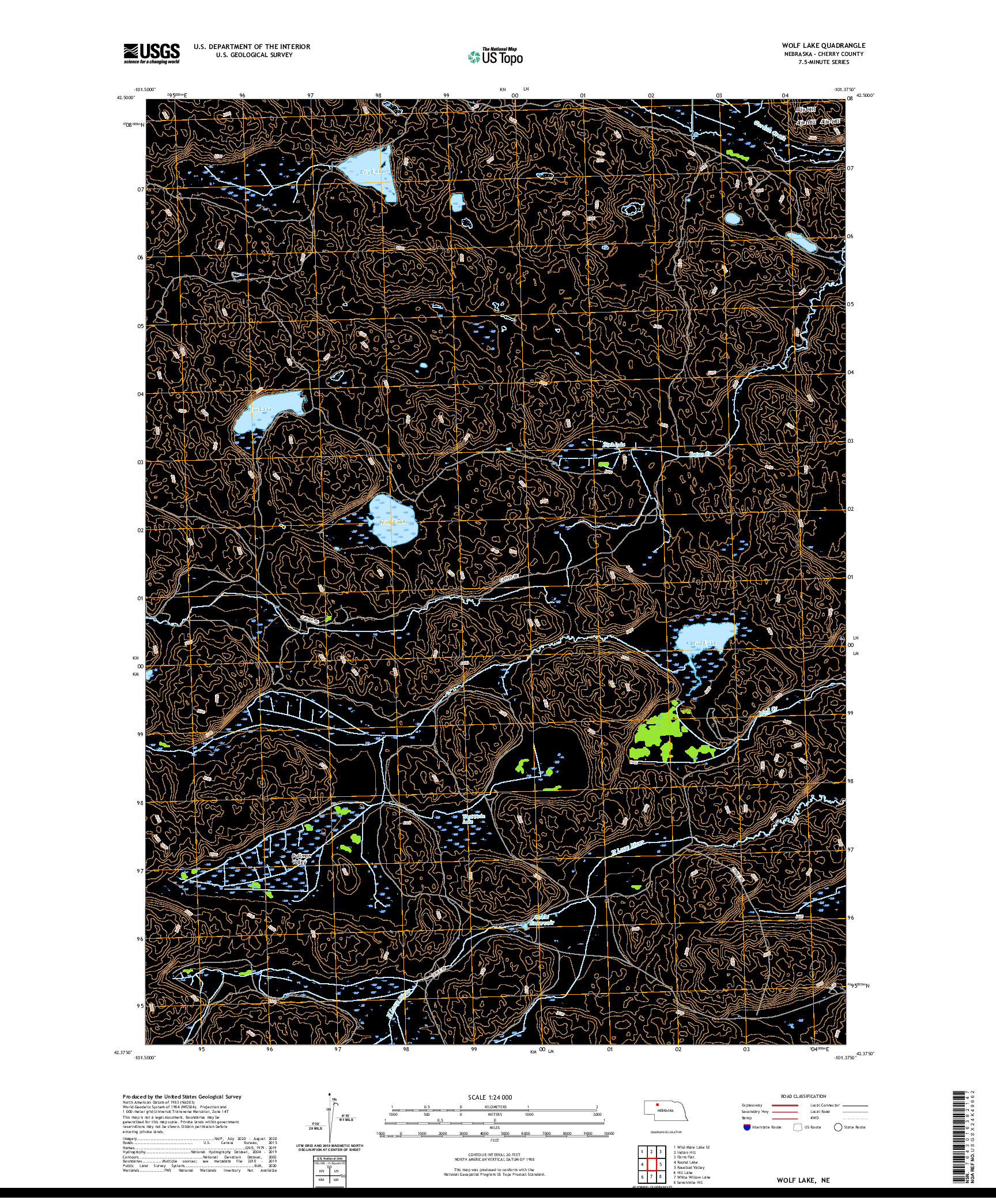 USGS US TOPO 7.5-MINUTE MAP FOR WOLF LAKE, NE 2021