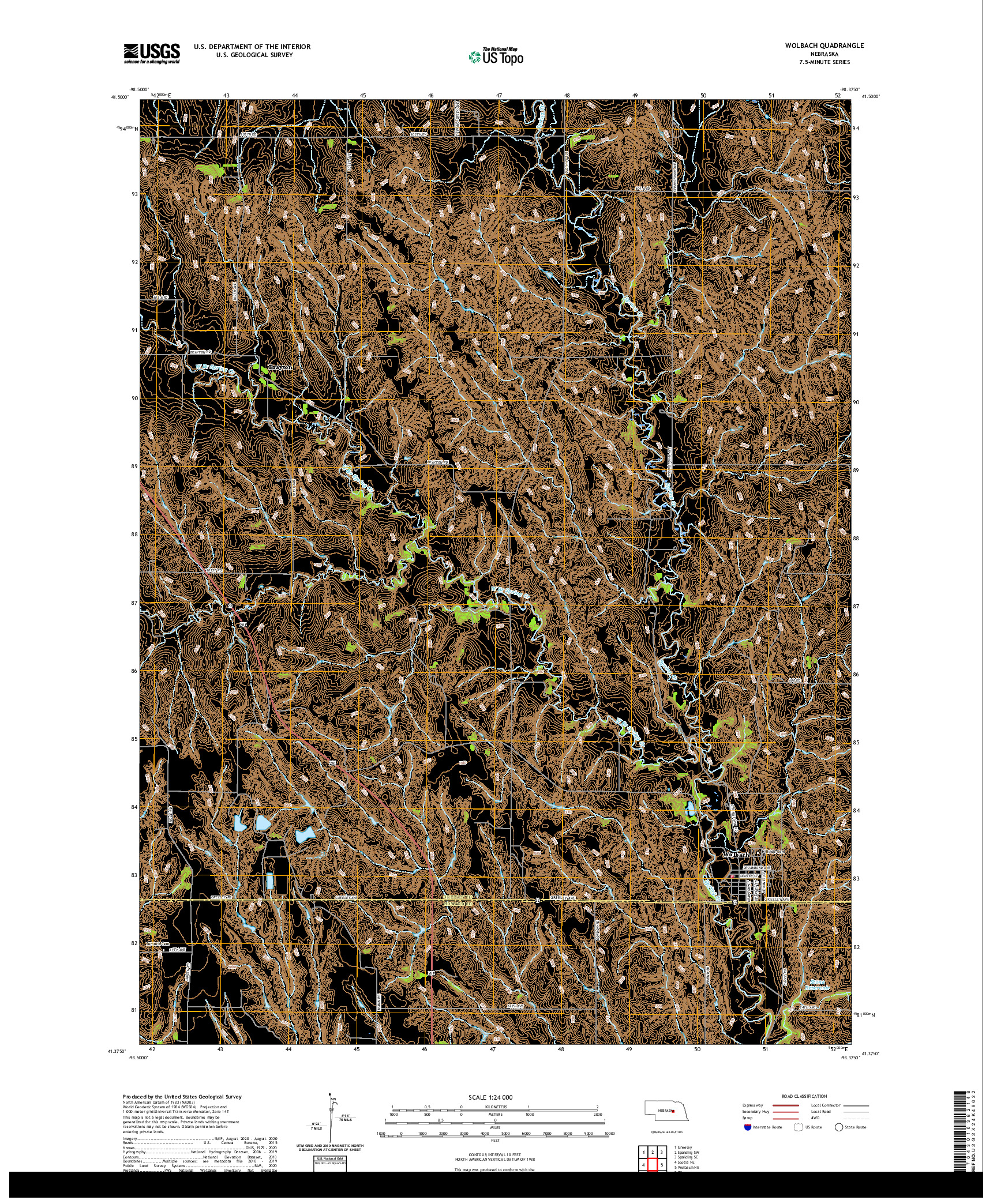 USGS US TOPO 7.5-MINUTE MAP FOR WOLBACH, NE 2021