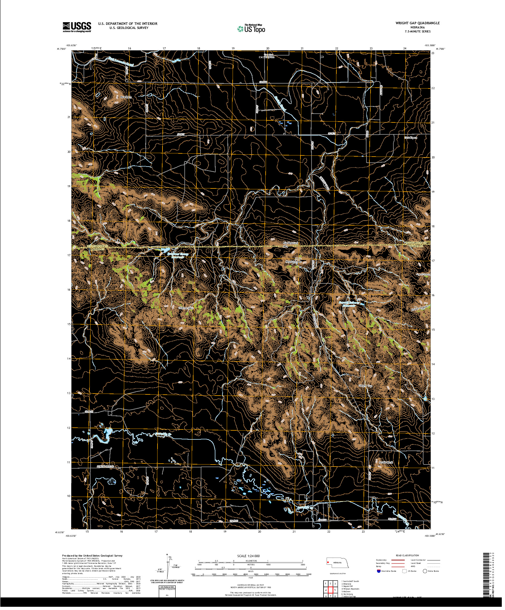 USGS US TOPO 7.5-MINUTE MAP FOR WRIGHT GAP, NE 2021