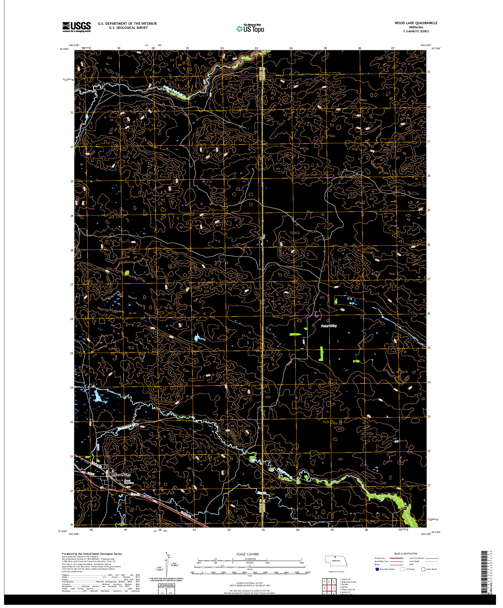 USGS US TOPO 7.5-MINUTE MAP FOR WOOD LAKE, NE 2021