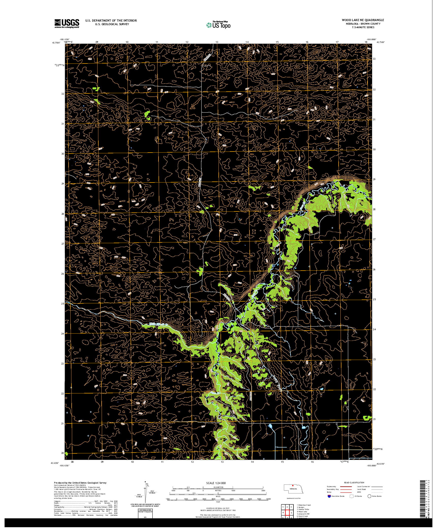 USGS US TOPO 7.5-MINUTE MAP FOR WOOD LAKE NE, NE 2021