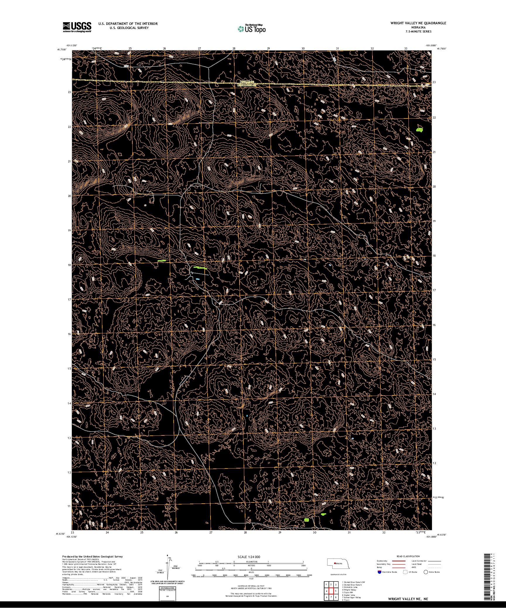 USGS US TOPO 7.5-MINUTE MAP FOR WRIGHT VALLEY NE, NE 2021