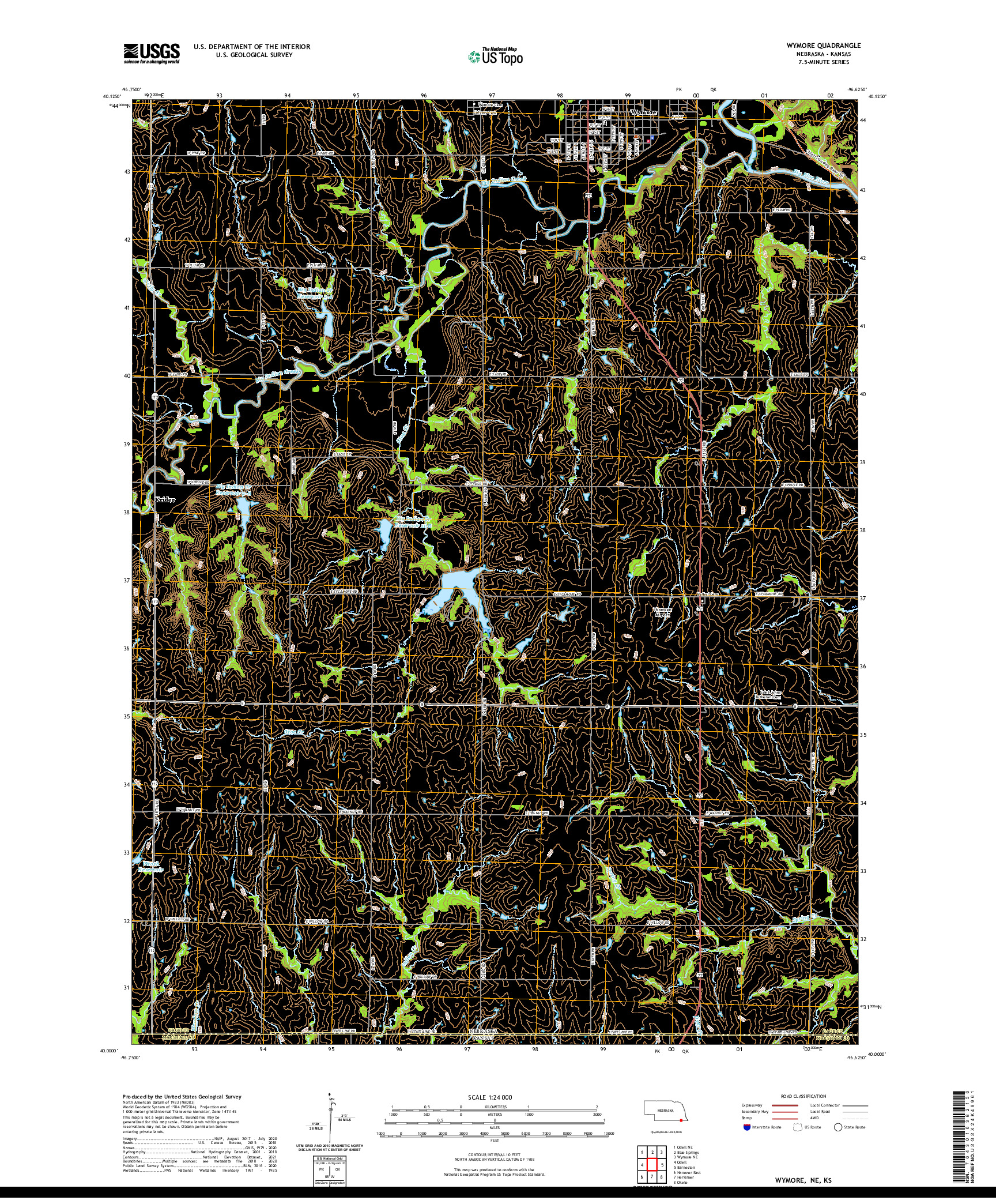 USGS US TOPO 7.5-MINUTE MAP FOR WYMORE, NE,KS 2021