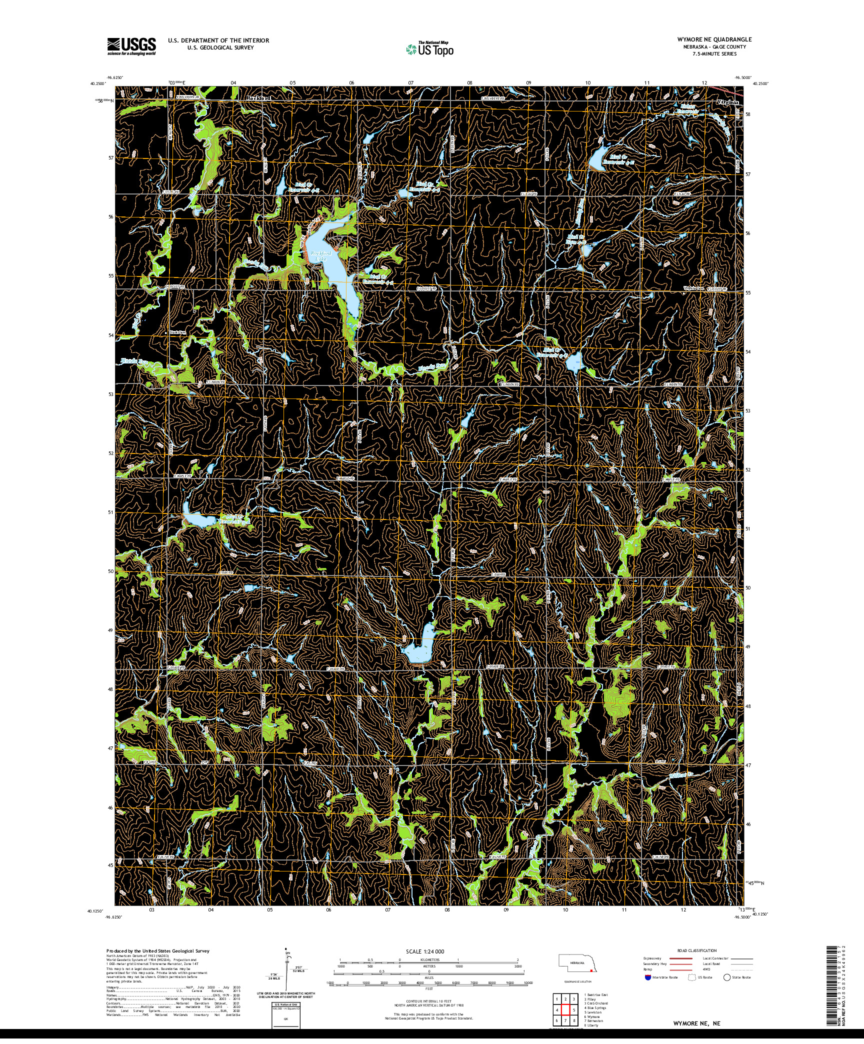 USGS US TOPO 7.5-MINUTE MAP FOR WYMORE NE, NE 2021