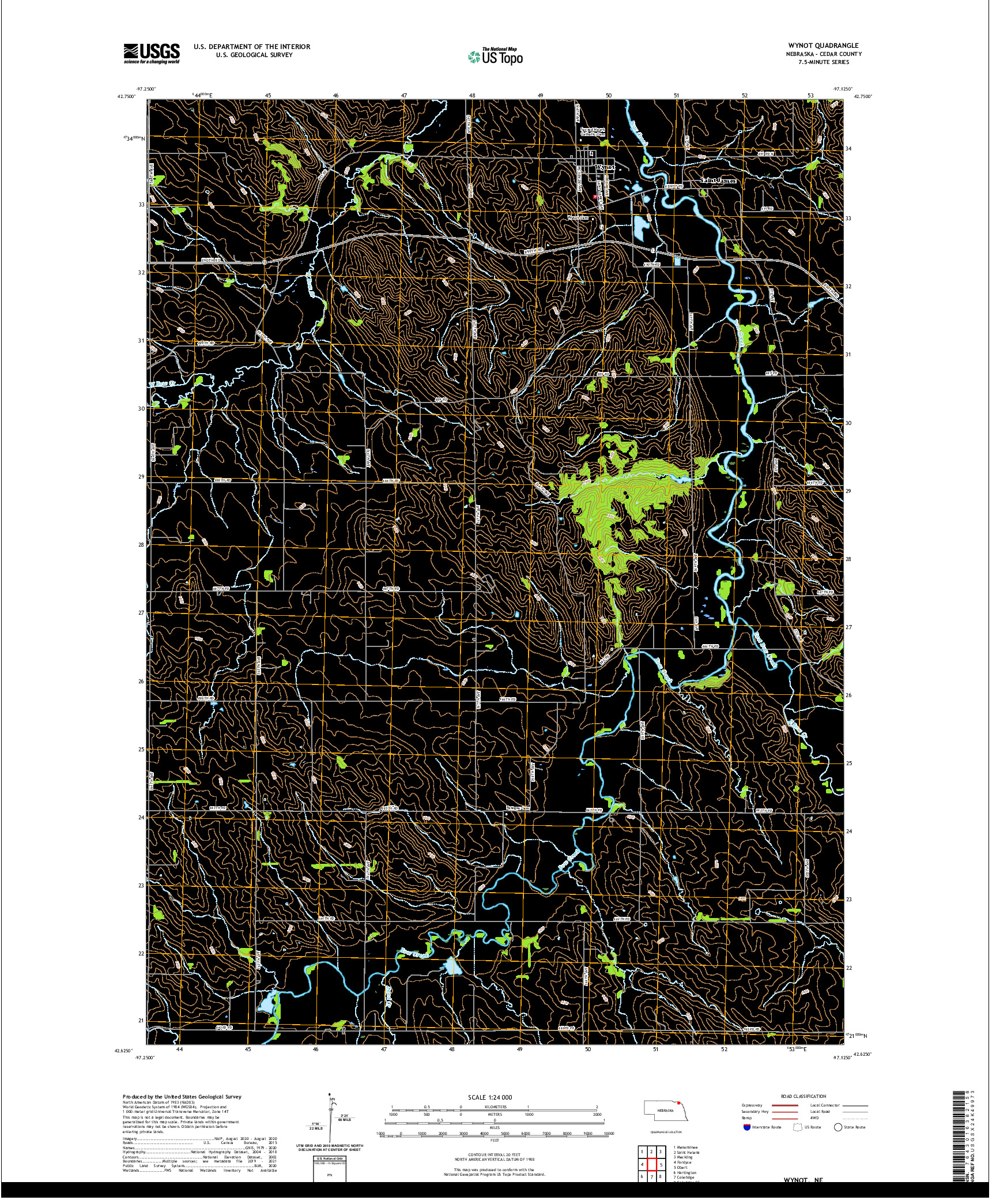 USGS US TOPO 7.5-MINUTE MAP FOR WYNOT, NE 2021