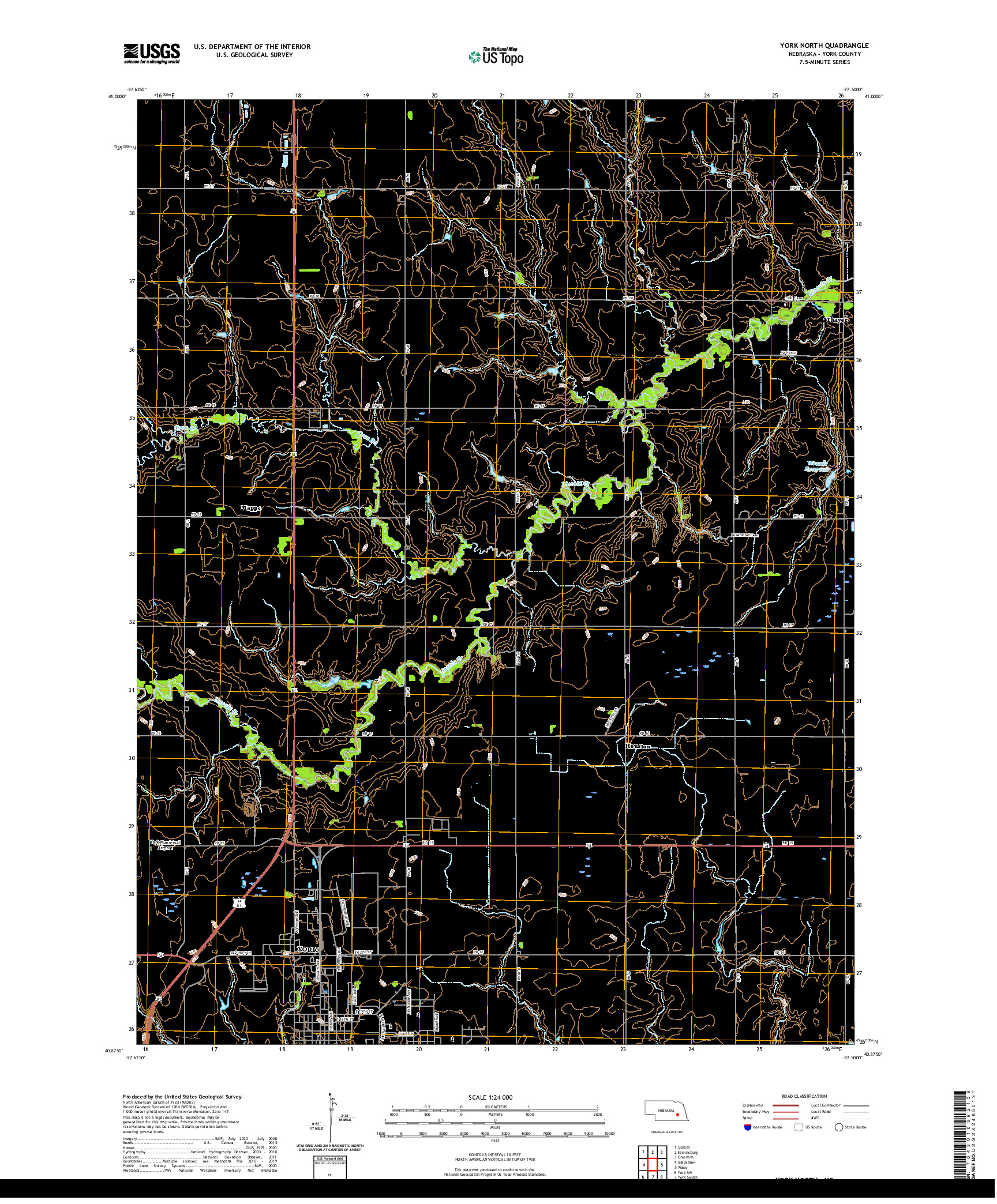 USGS US TOPO 7.5-MINUTE MAP FOR YORK NORTH, NE 2021