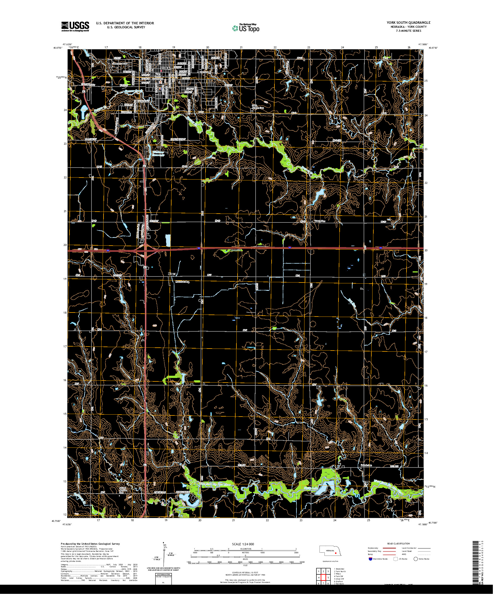 USGS US TOPO 7.5-MINUTE MAP FOR YORK SOUTH, NE 2021