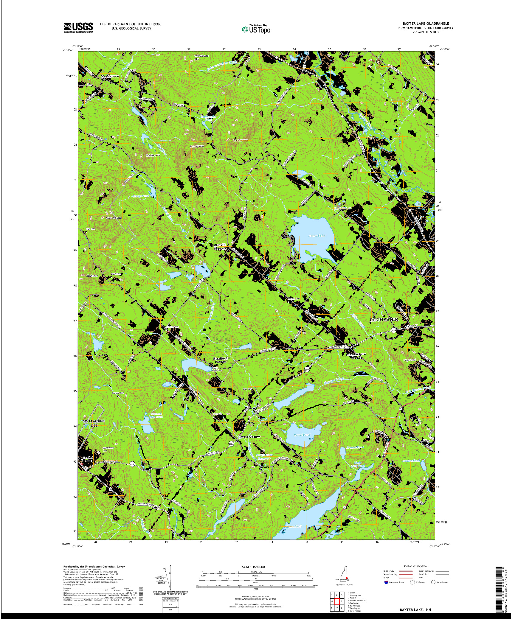 USGS US TOPO 7.5-MINUTE MAP FOR BAXTER LAKE, NH 2021