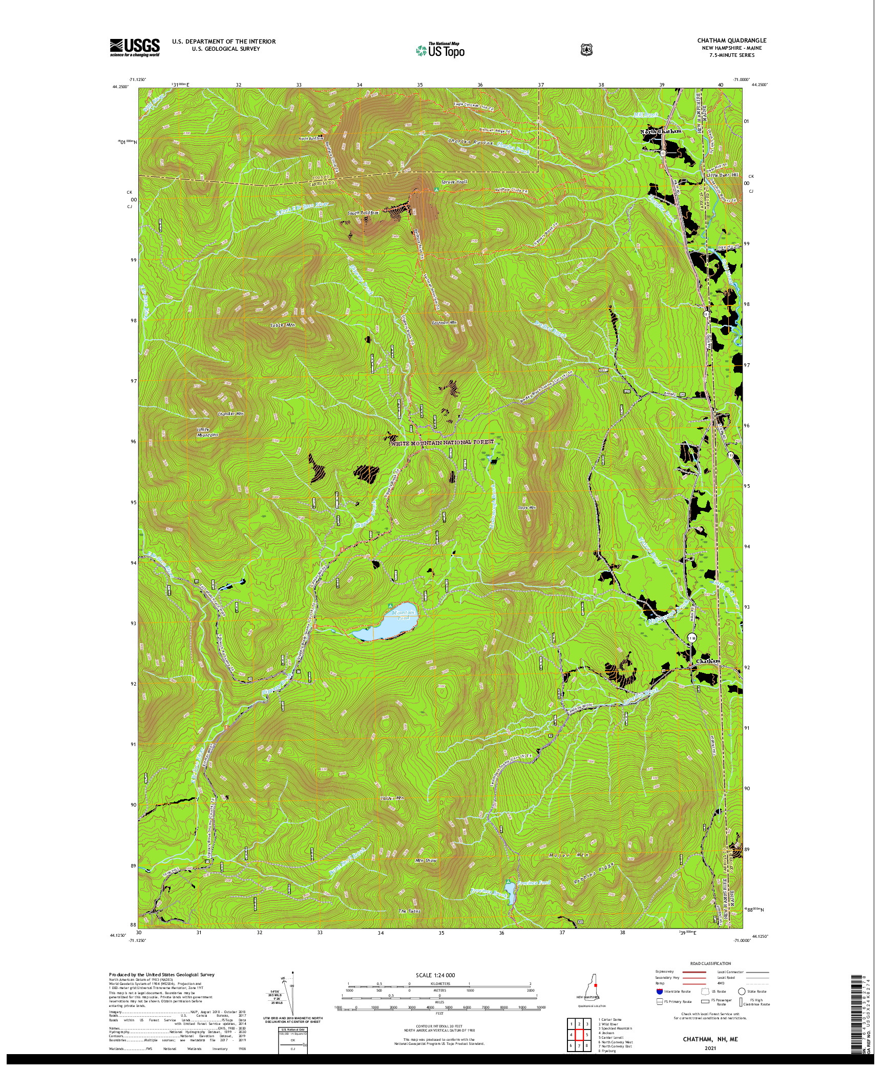 USGS US TOPO 7.5-MINUTE MAP FOR CHATHAM, NH,ME 2021