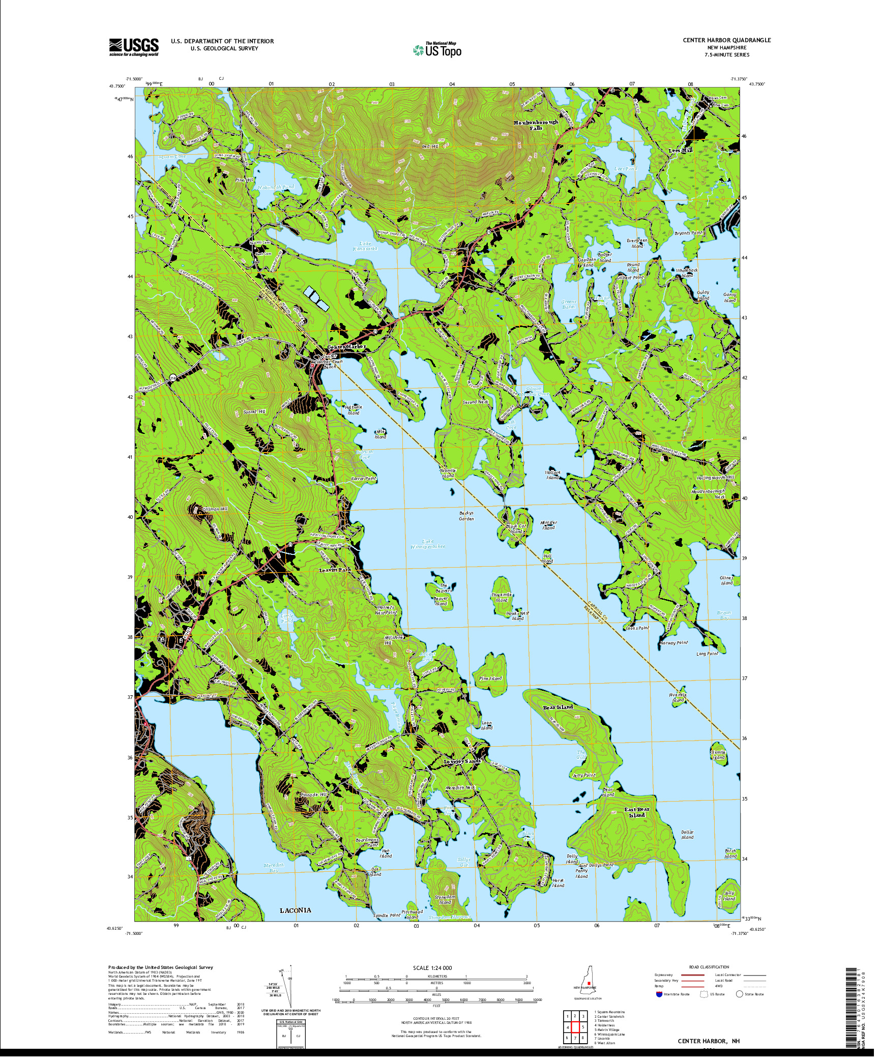 USGS US TOPO 7.5-MINUTE MAP FOR CENTER HARBOR, NH 2021