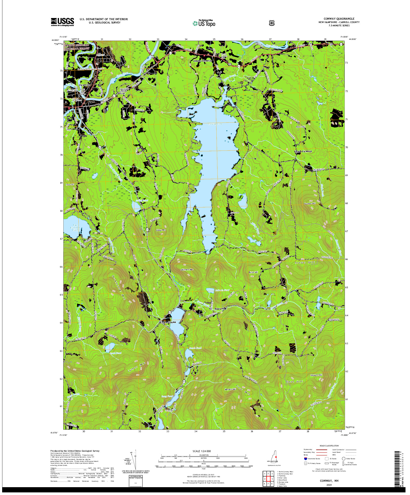 USGS US TOPO 7.5-MINUTE MAP FOR CONWAY, NH 2021
