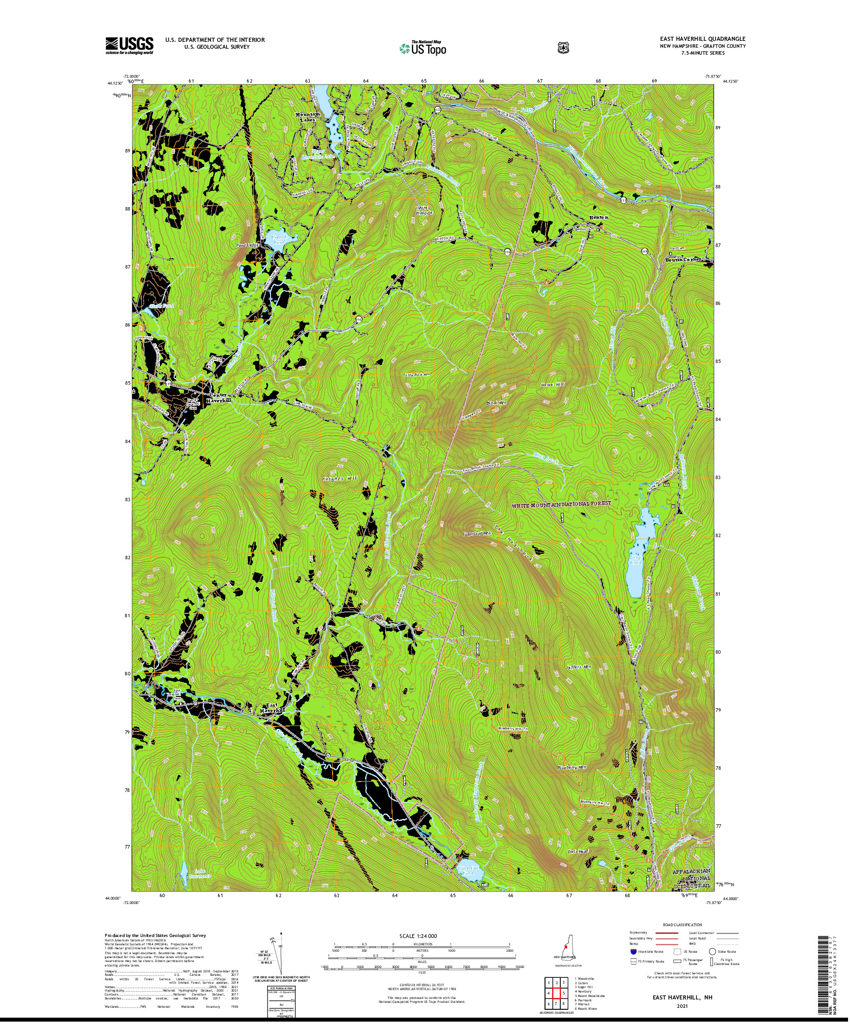 USGS US TOPO 7.5-MINUTE MAP FOR EAST HAVERHILL, NH 2021