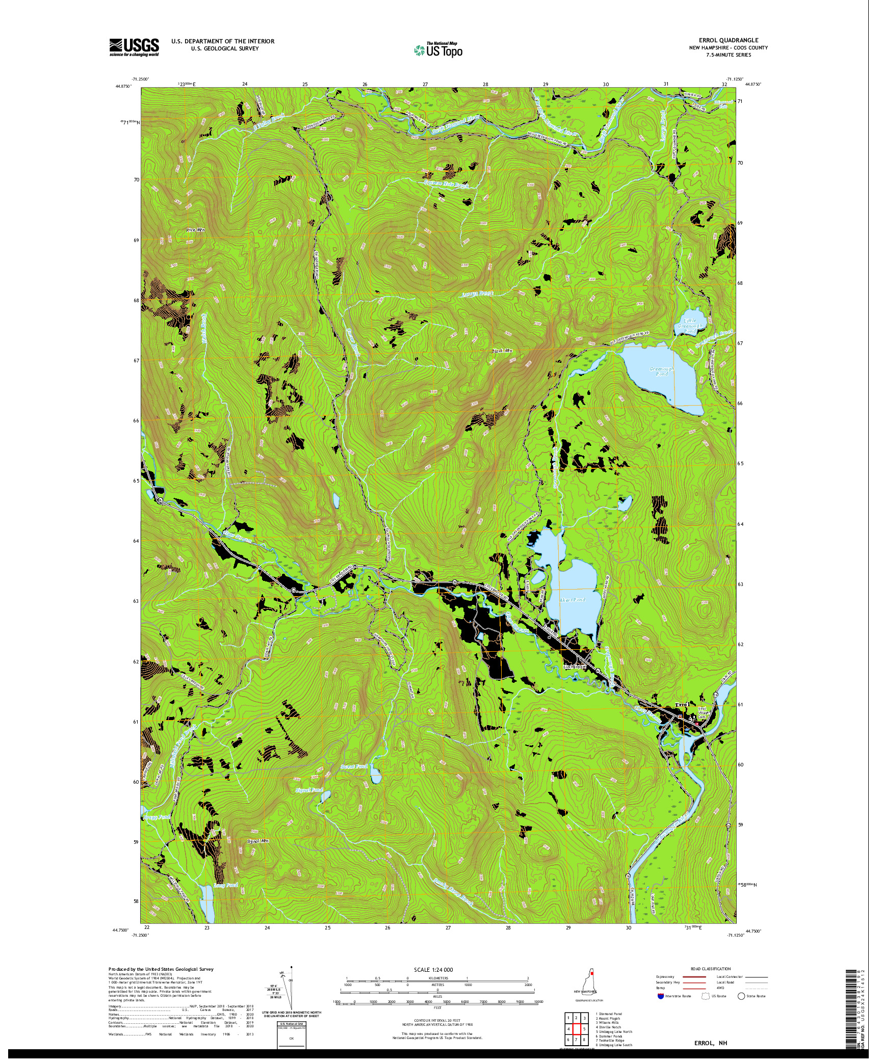 USGS US TOPO 7.5-MINUTE MAP FOR ERROL, NH 2021