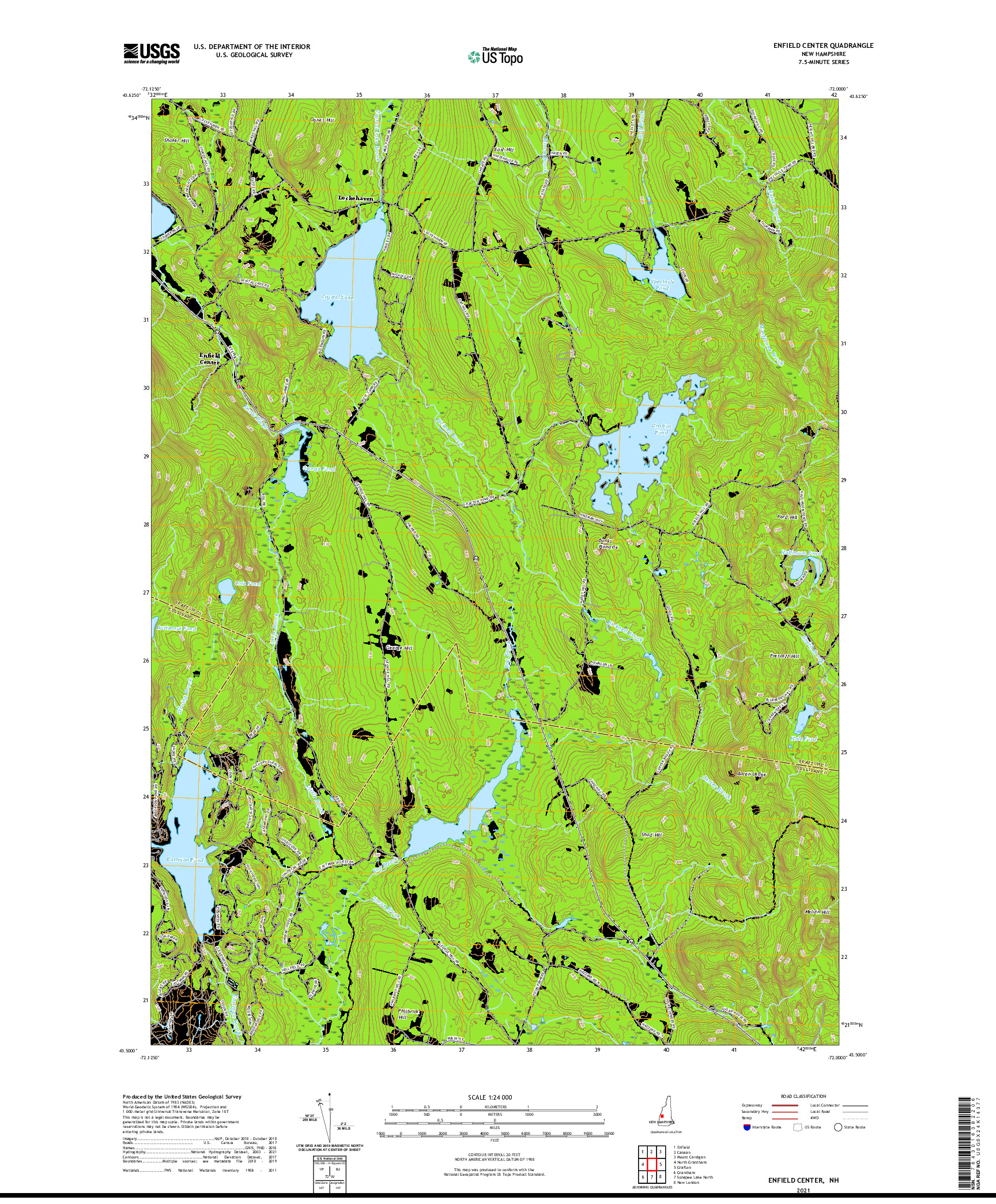 USGS US TOPO 7.5-MINUTE MAP FOR ENFIELD CENTER, NH 2021