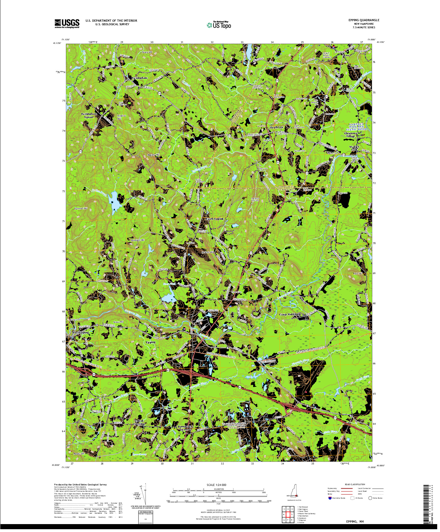 USGS US TOPO 7.5-MINUTE MAP FOR EPPING, NH 2021