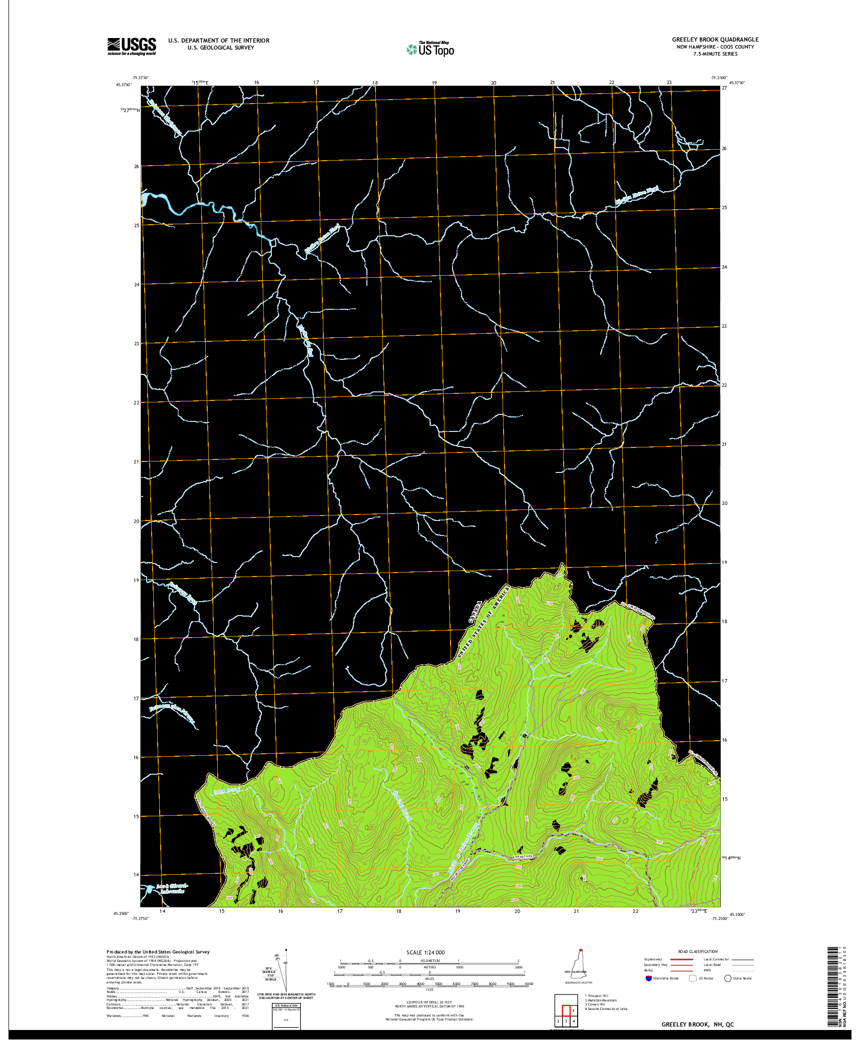 US TOPO 7.5-MINUTE MAP FOR GREELEY BROOK, NH,QC