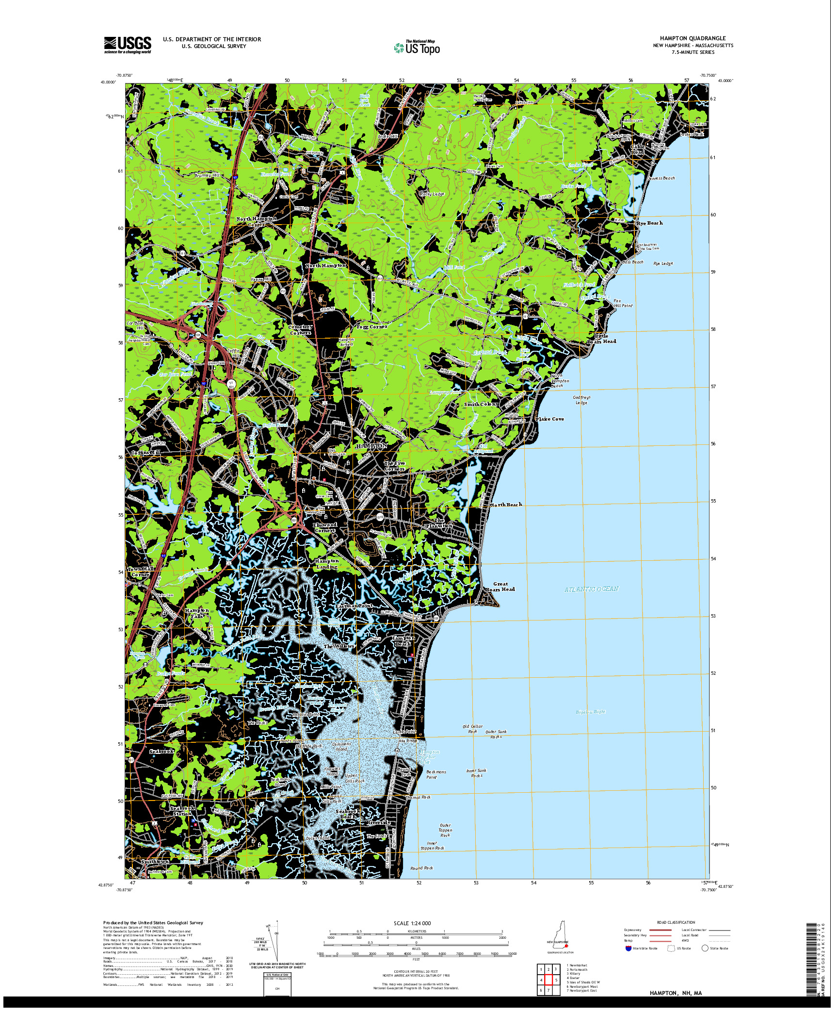 USGS US TOPO 7.5-MINUTE MAP FOR HAMPTON, NH,MA 2021