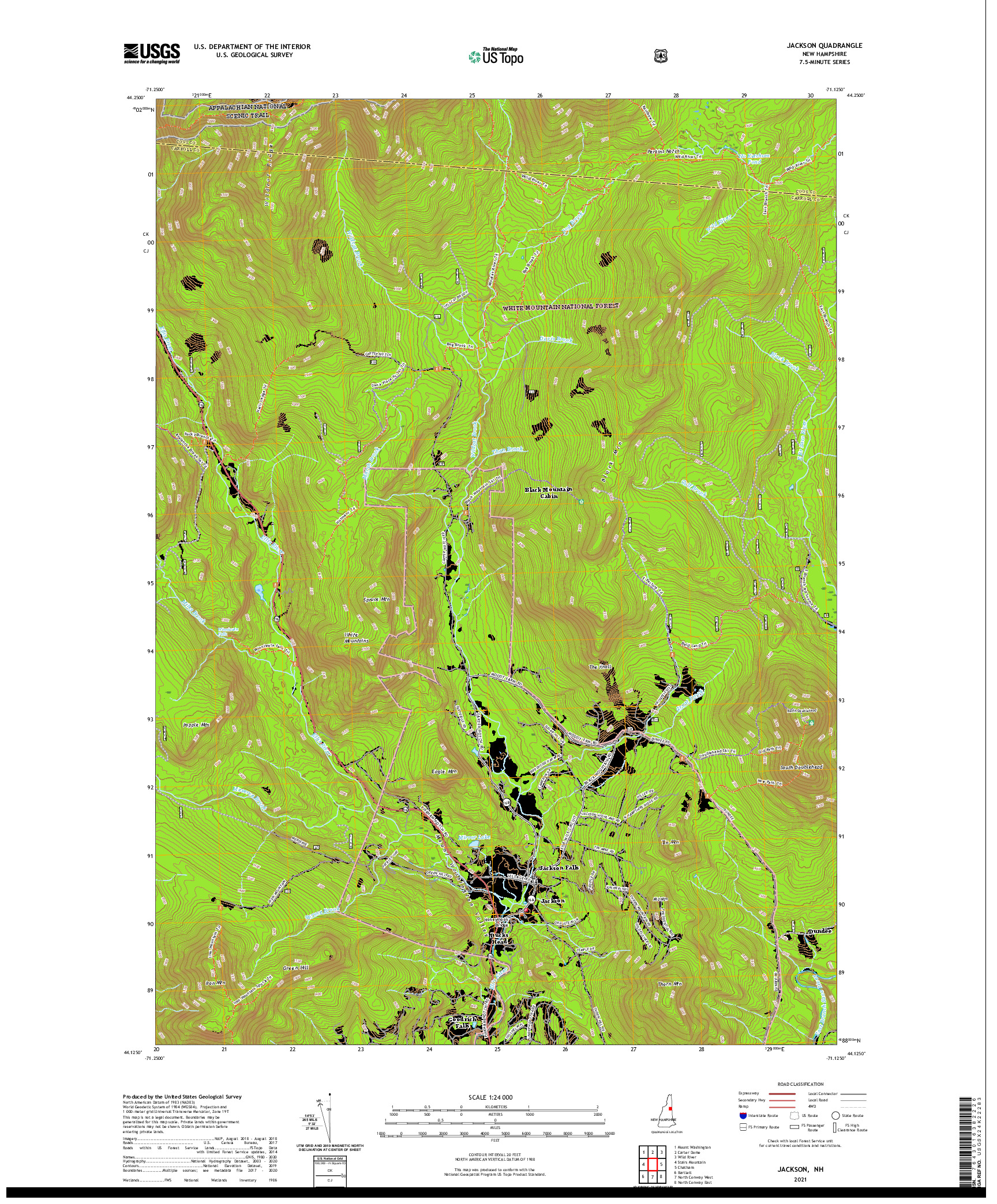 USGS US TOPO 7.5-MINUTE MAP FOR JACKSON, NH 2021