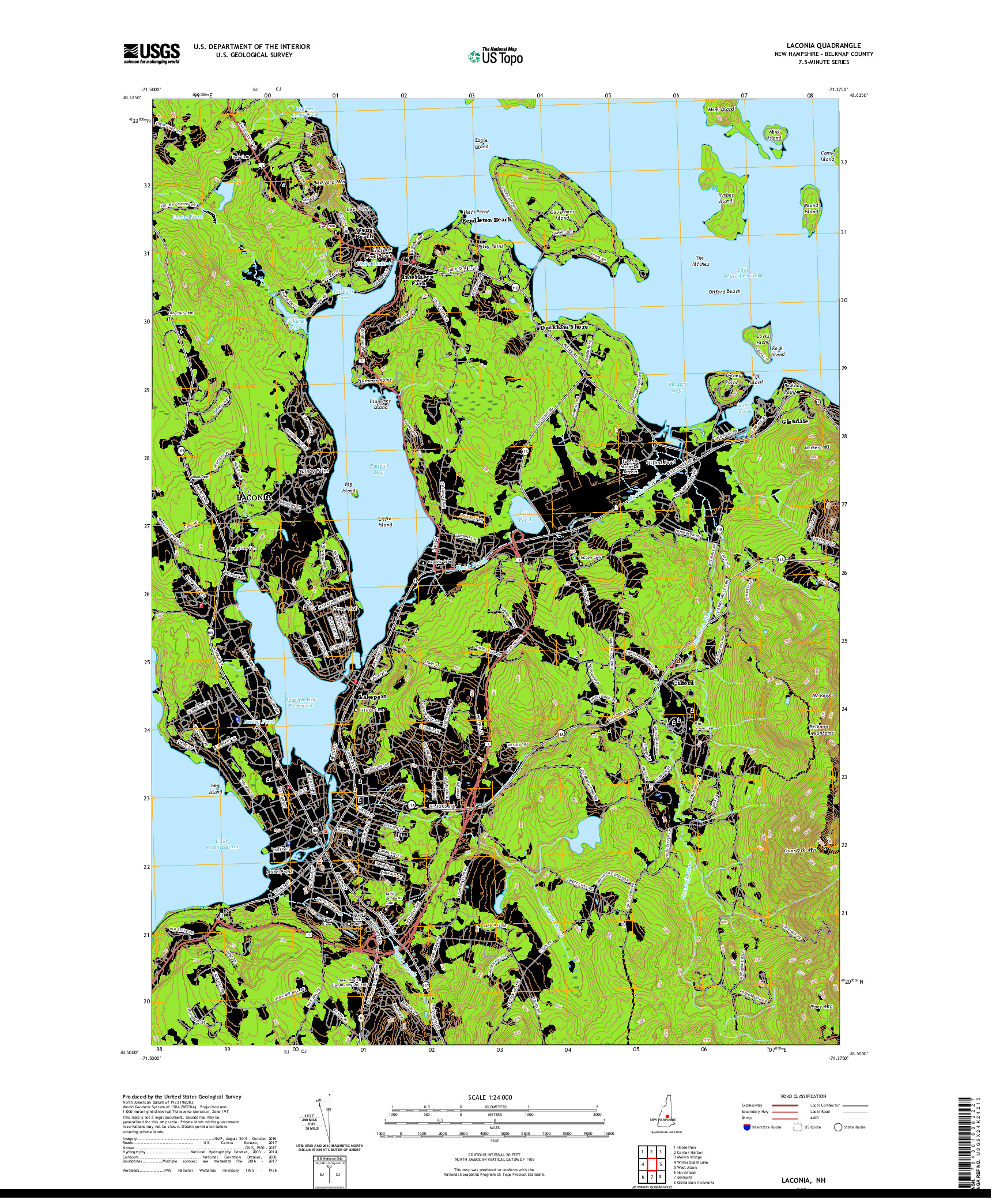 USGS US TOPO 7.5-MINUTE MAP FOR LACONIA, NH 2021