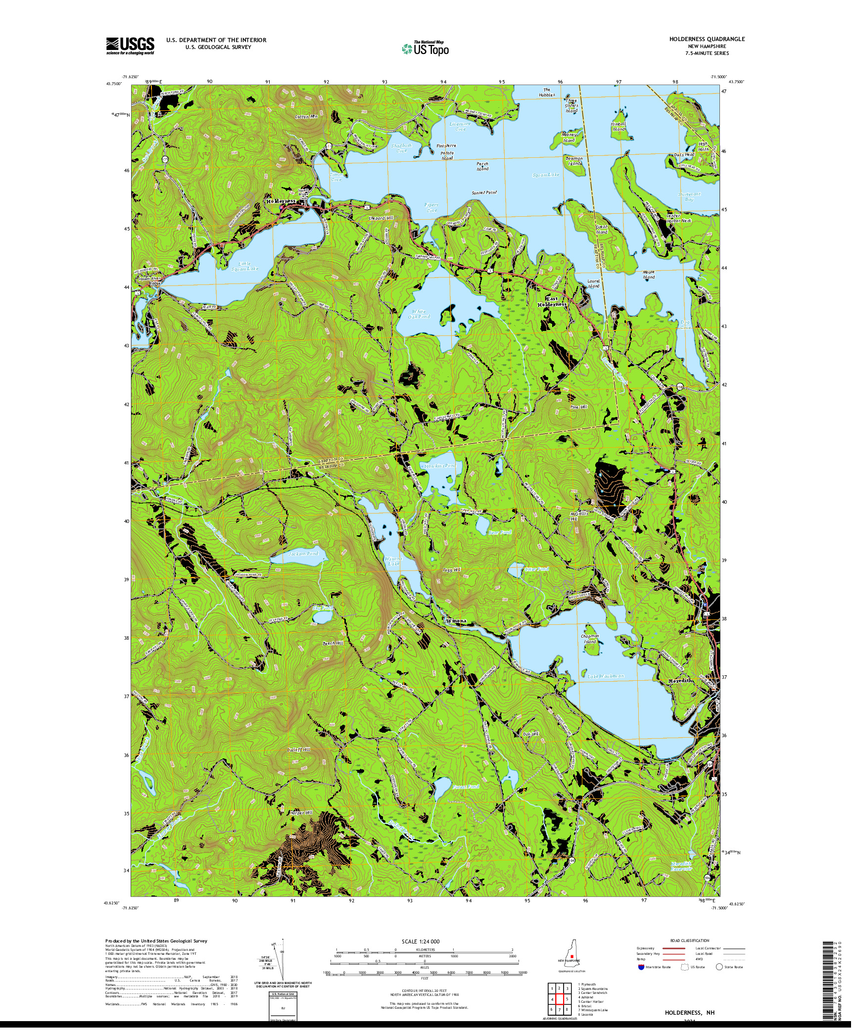 USGS US TOPO 7.5-MINUTE MAP FOR HOLDERNESS, NH 2021