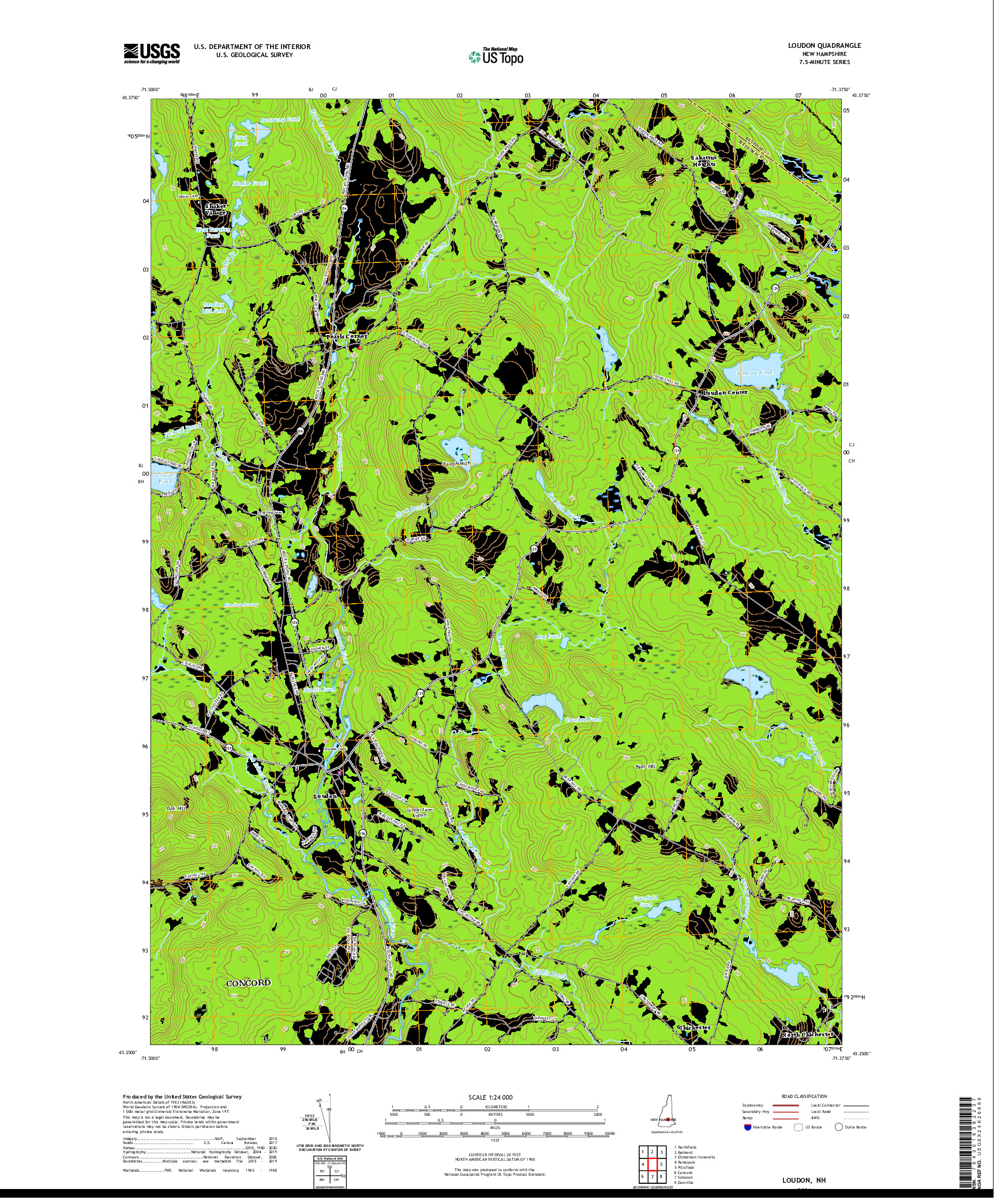 USGS US TOPO 7.5-MINUTE MAP FOR LOUDON, NH 2021