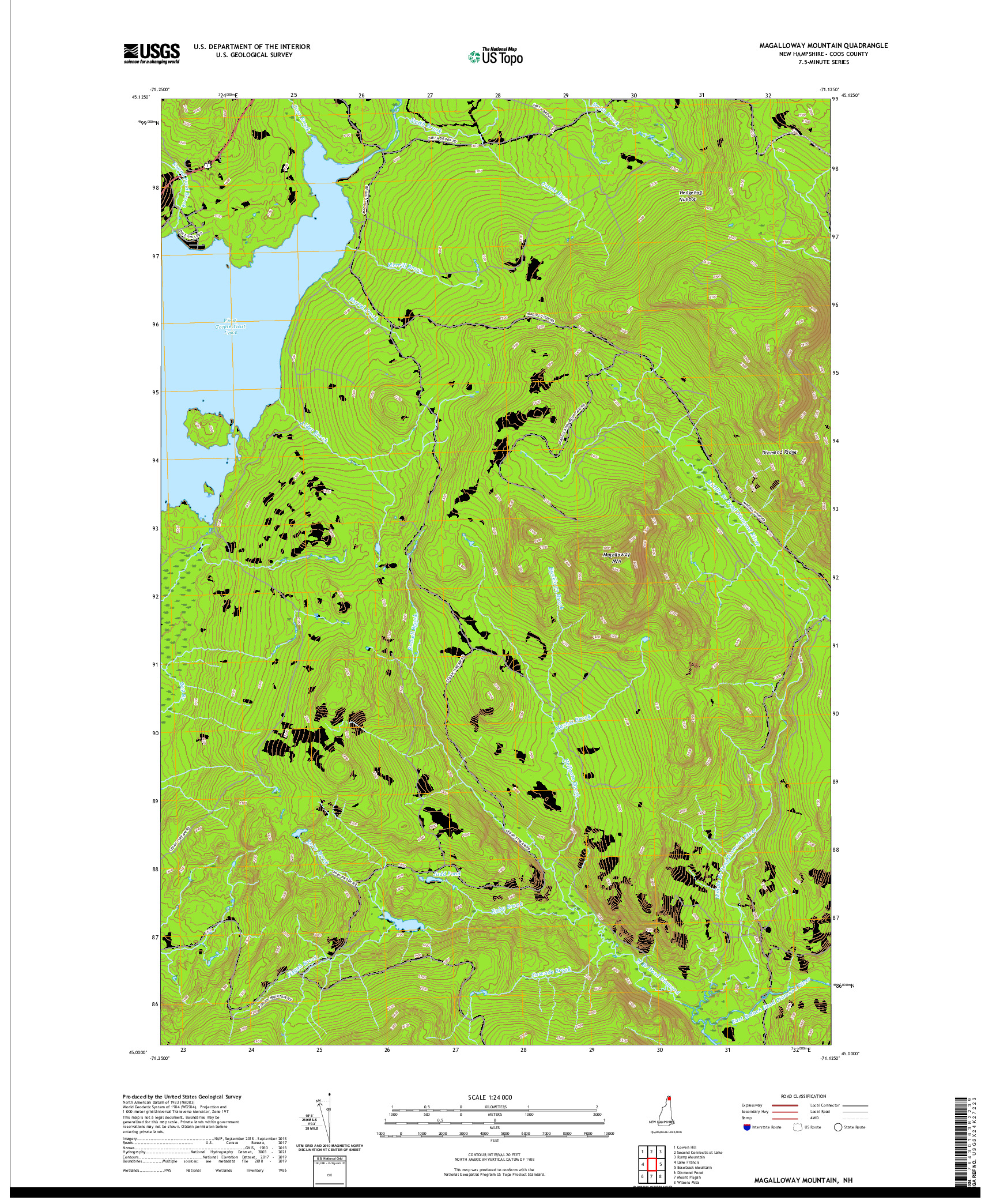 USGS US TOPO 7.5-MINUTE MAP FOR MAGALLOWAY MOUNTAIN, NH 2021