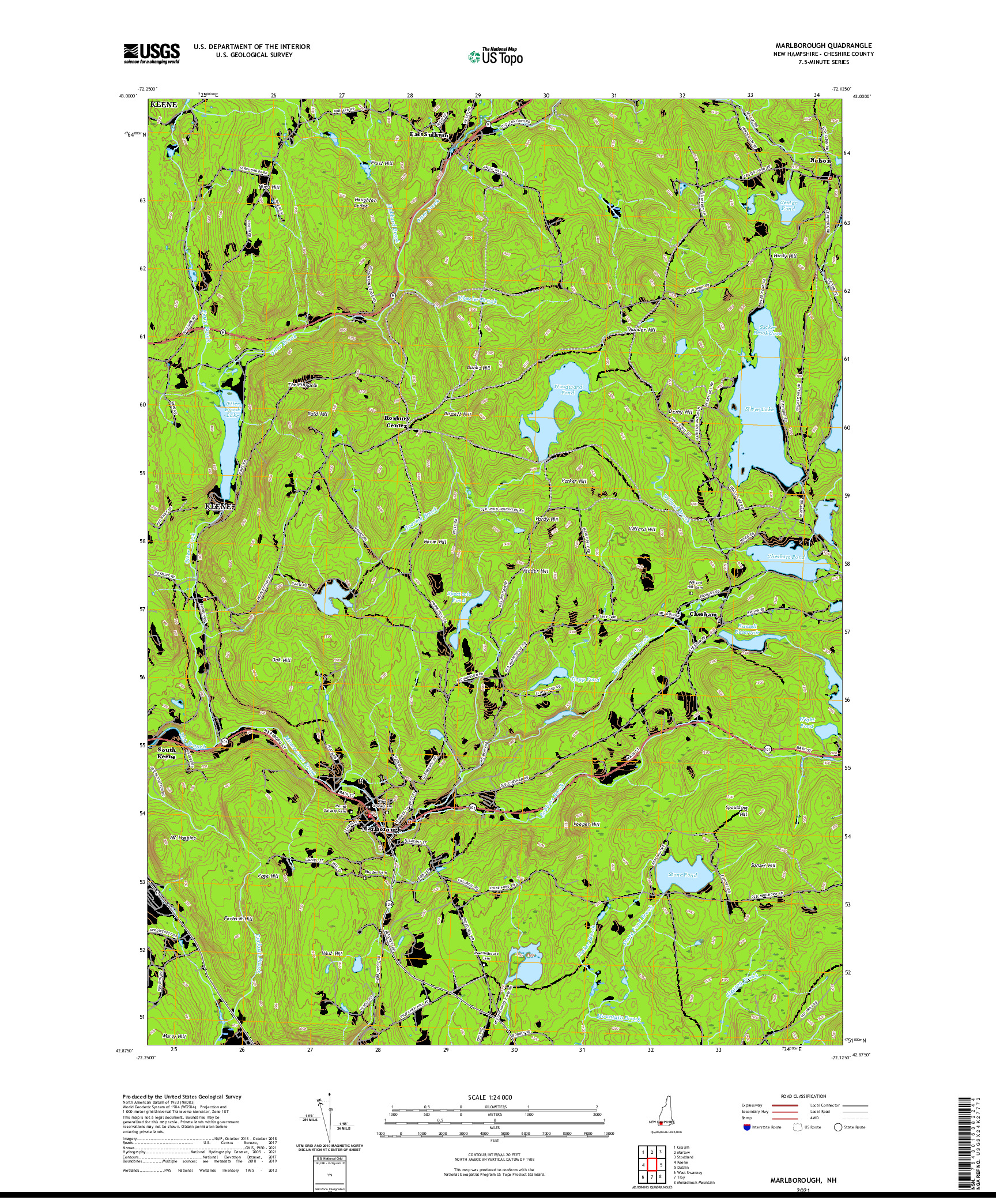 USGS US TOPO 7.5-MINUTE MAP FOR MARLBOROUGH, NH 2021