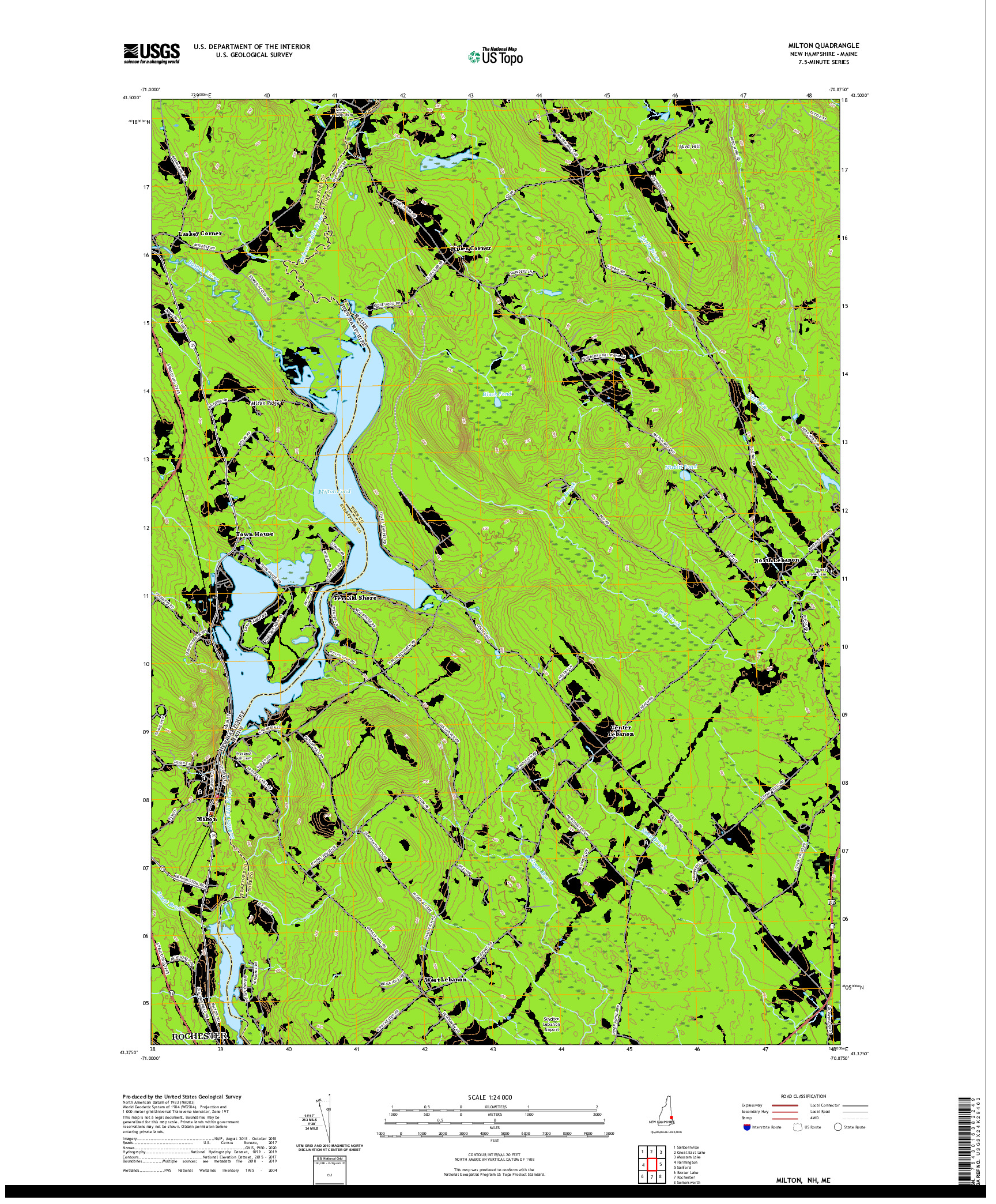 USGS US TOPO 7.5-MINUTE MAP FOR MILTON, NH,ME 2021