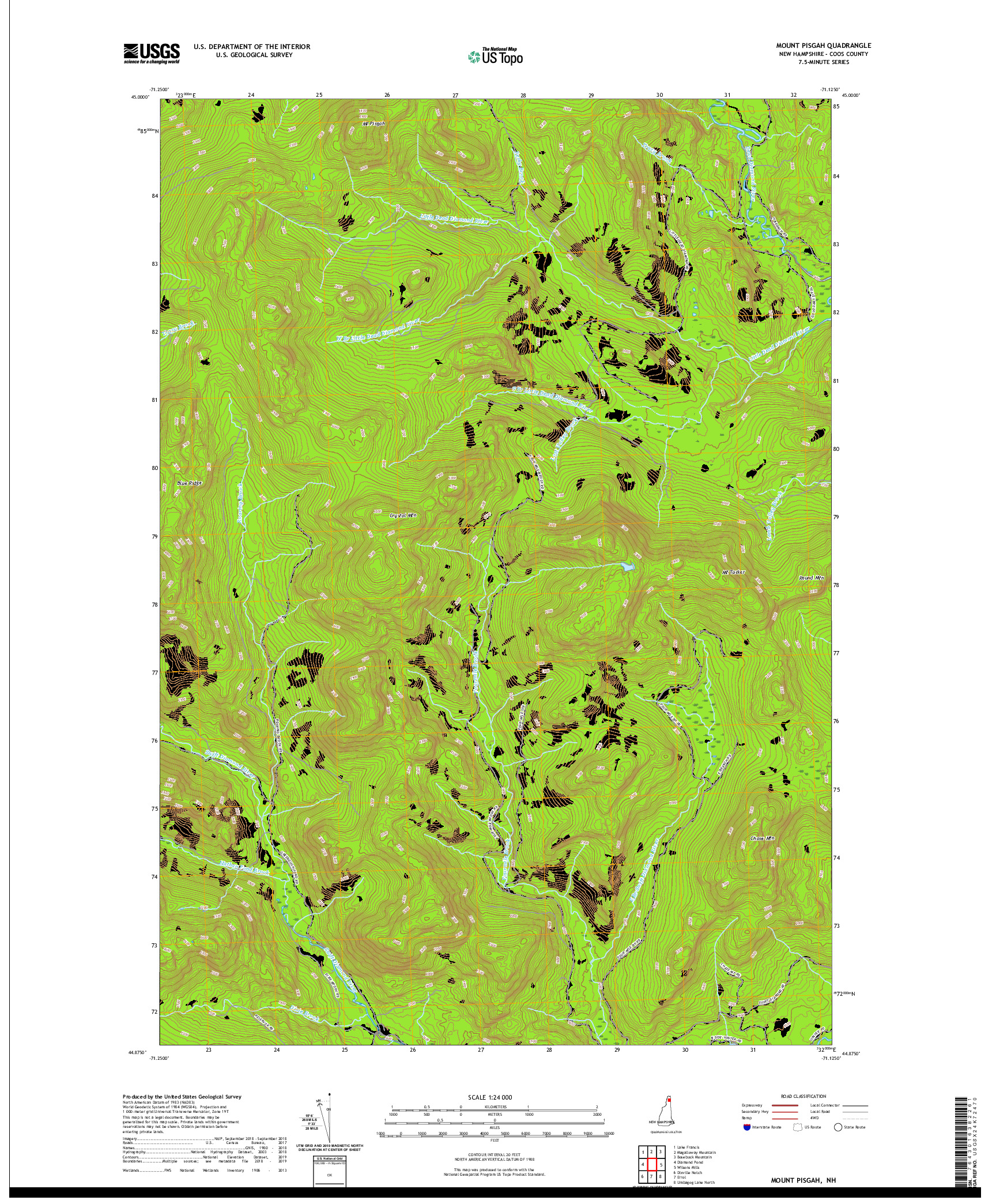 USGS US TOPO 7.5-MINUTE MAP FOR MOUNT PISGAH, NH 2021