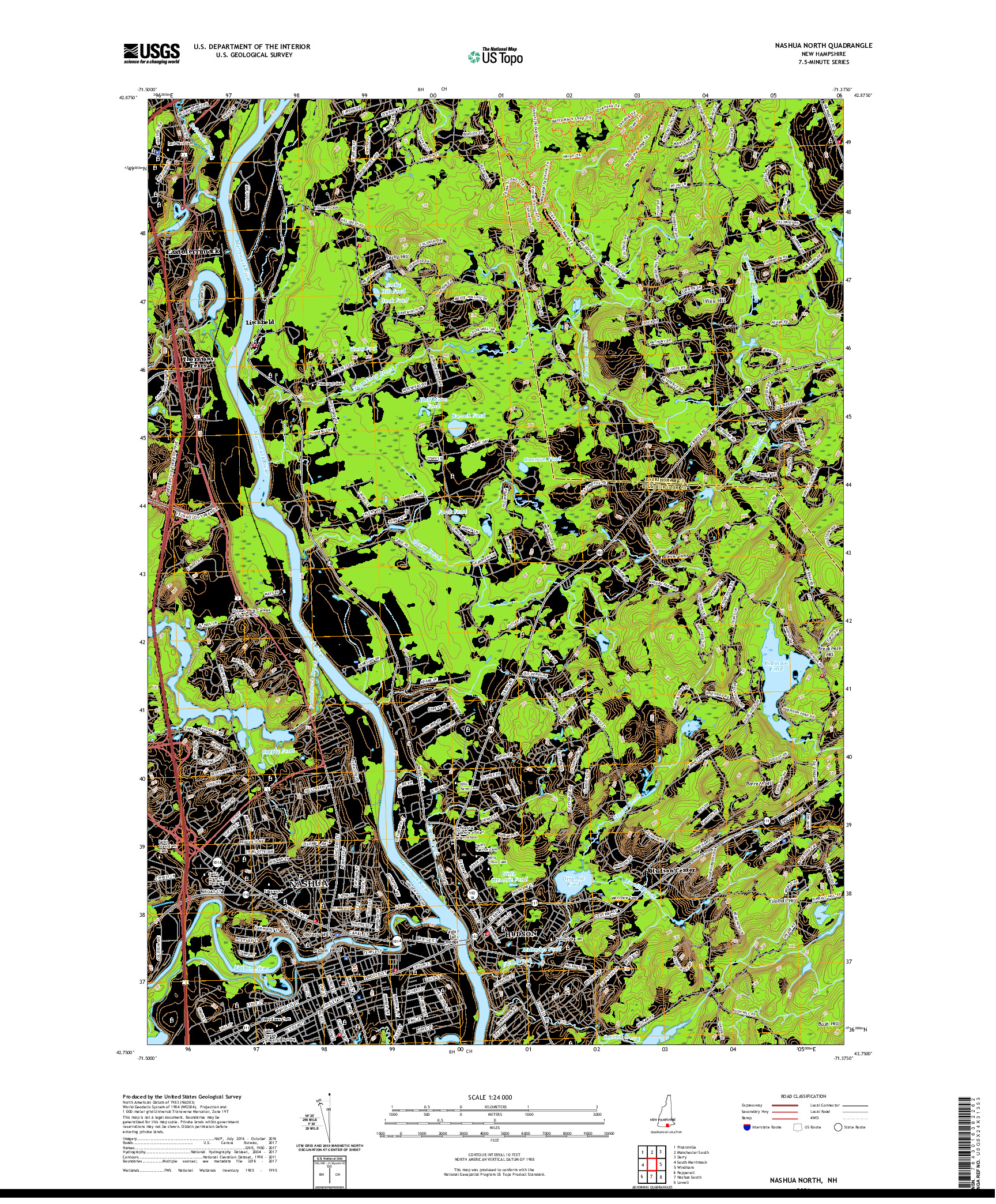 USGS US TOPO 7.5-MINUTE MAP FOR NASHUA NORTH, NH 2021