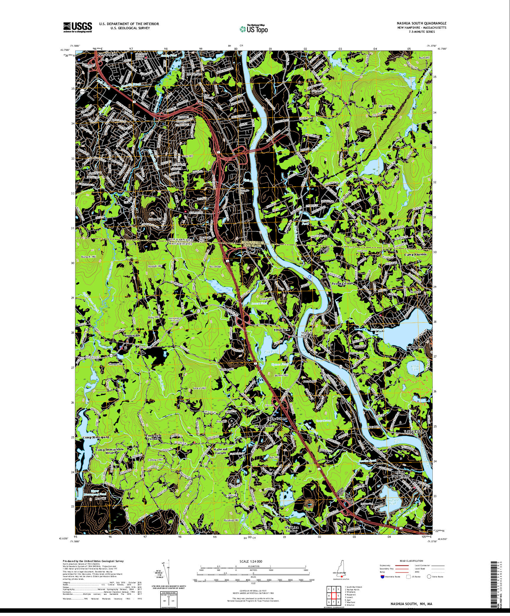 USGS US TOPO 7.5-MINUTE MAP FOR NASHUA SOUTH, NH,MA 2021